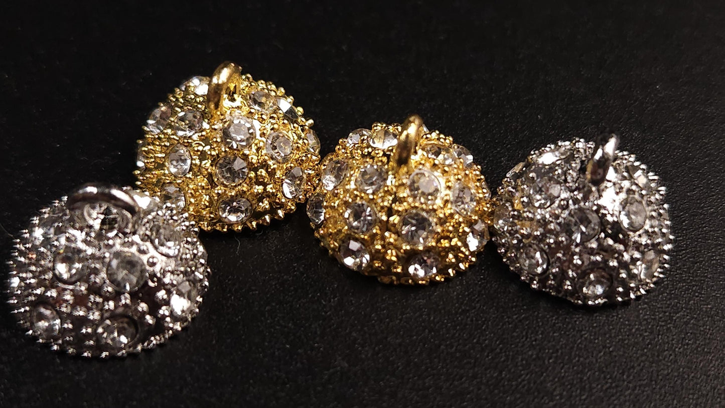4 sets Silver, Gold 10,12,14mm Ball clasp with Rhinestone crystal setting, jewelry making Mag Ball clasp. 4 pcs sets