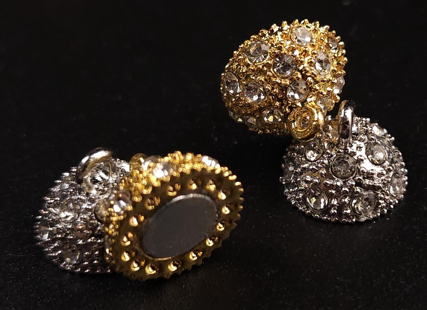 4 sets Silver, Gold 10,12,14mm Ball clasp with Rhinestone crystal setting, jewelry making Mag Ball clasp. 4 pcs sets