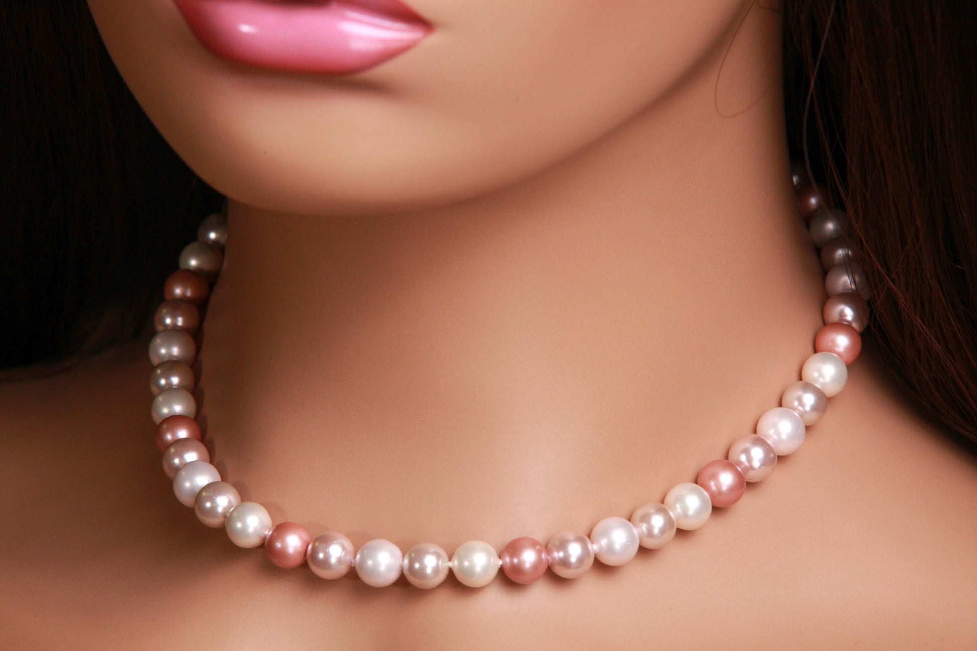 Multi Baby Pink South Seashell Pearl 8mm with Mag ball Clasp, AAA quality high luster, soft pink multi color Necklace, elegant wear gift