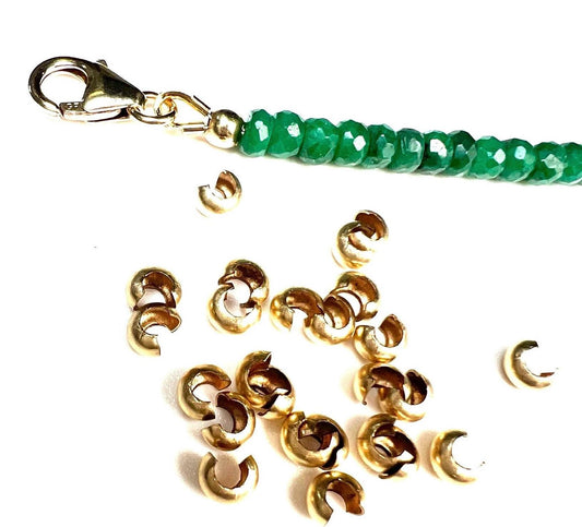 14k Gold Filled, 925 Sterling Silver Crimp Cover - 3mm Jewelry Making Supply - 10 Pieces