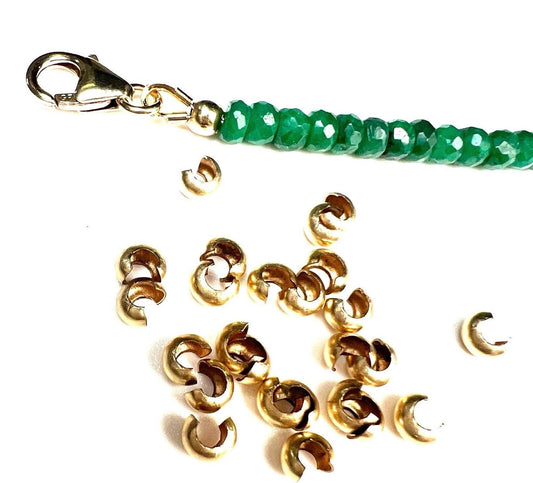 14k Gold Filled, 925 Sterling Silver Crimp Cover - 3mm Jewelry Making Supply - 10 Pieces
