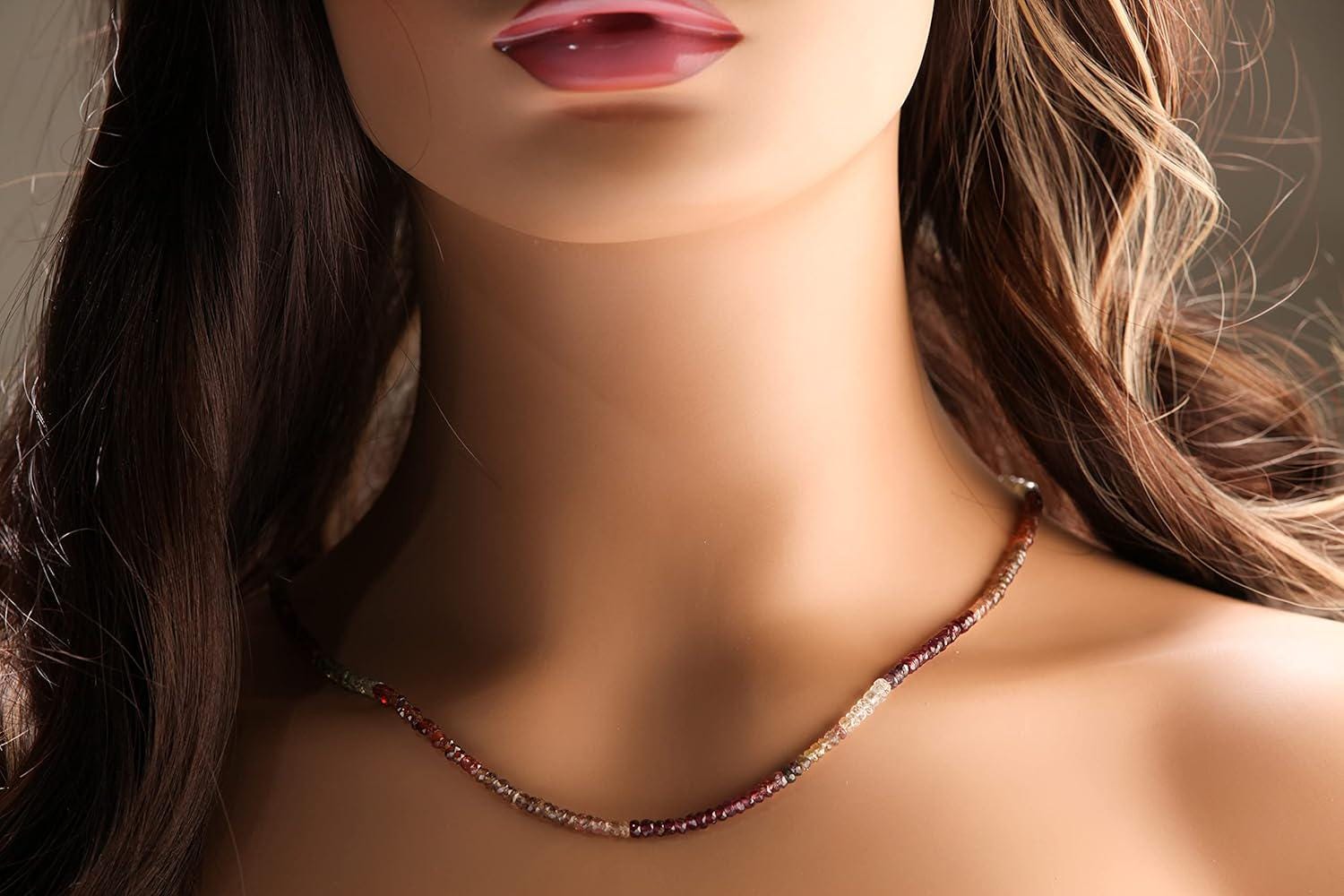 Natural Tundra Sapphire AAA Faceted 3.5-4mm Rondelle Gemstone Handmade Necklace in 925 Sterling Silver Clasp Necklace 14" to 30"