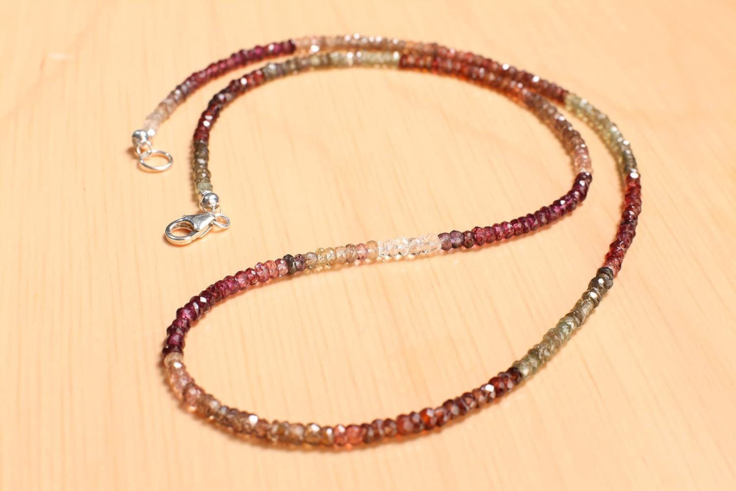 Natural Tundra Sapphire AAA Faceted 3.5-4mm Rondelle Gemstone Handmade Necklace in 925 Sterling Silver Clasp Necklace 14" to 30"