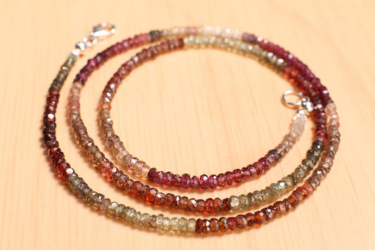 Natural Tundra Sapphire AAA Faceted 3.5-4mm Rondelle Gemstone Handmade Necklace in 925 Sterling Silver Clasp Necklace 14" to 30"