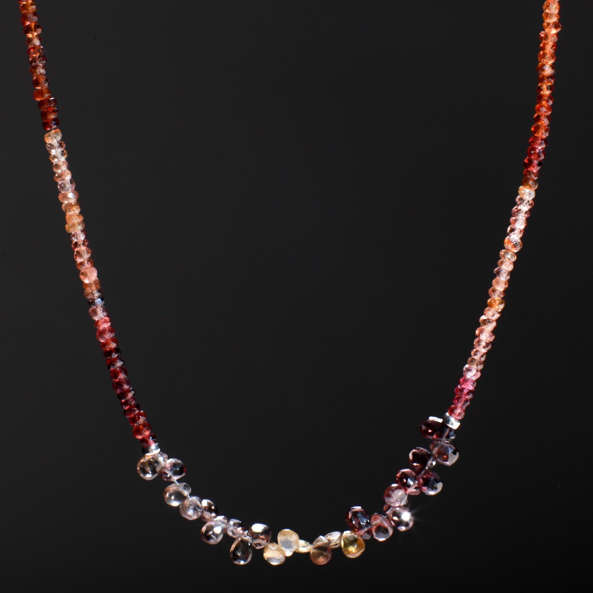 Natural Tundra Sapphire AAA Faceted Briolette Teardrop Rondelle Gemstone Beads Necklace in 925 Sterling Silver Spacer & Clasp Necklace
