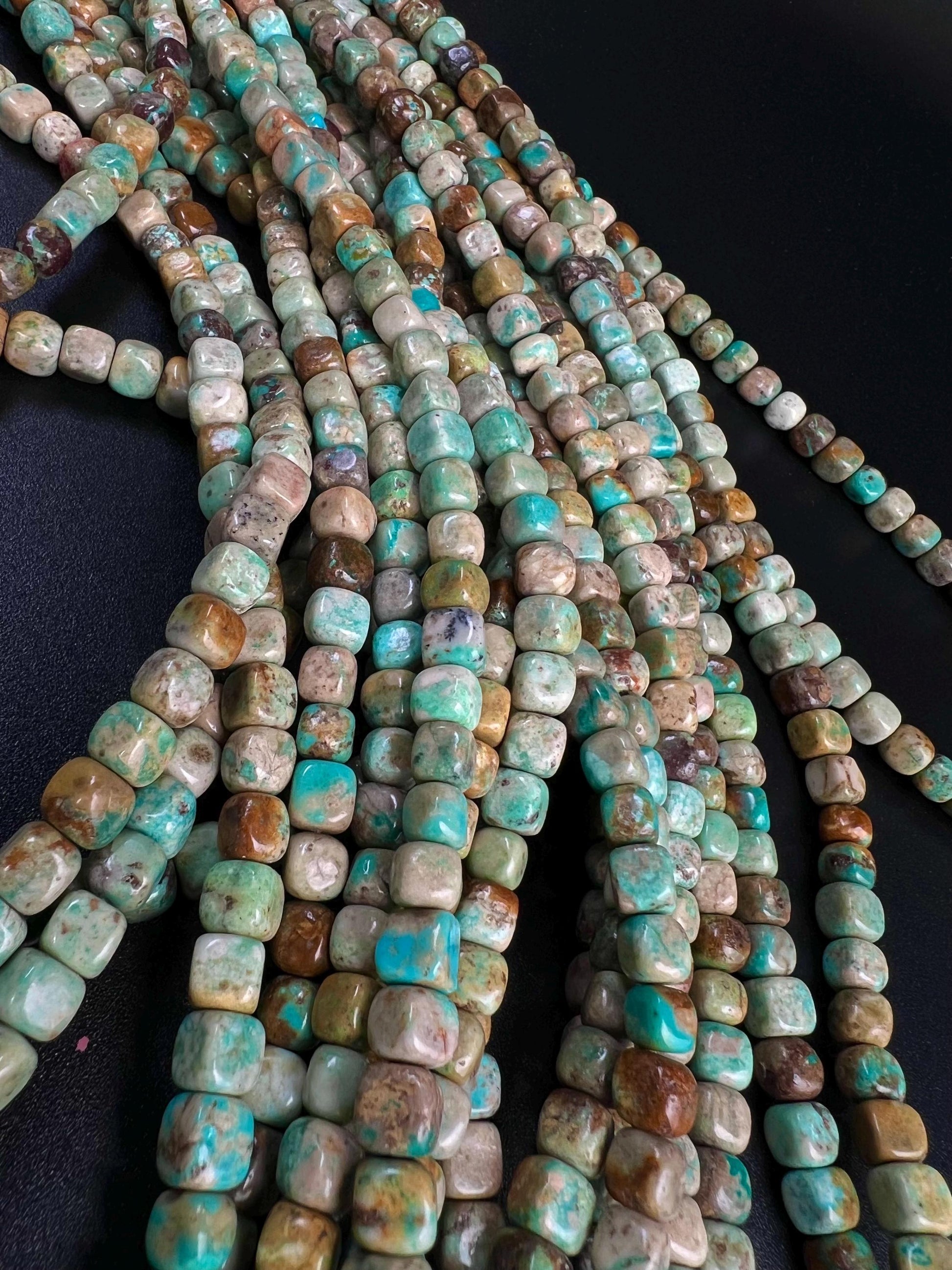 Natural Turquoise square cube shape 6-6.5mm smooth Gemstone Beads for Jewelry Making 15.5" Strand