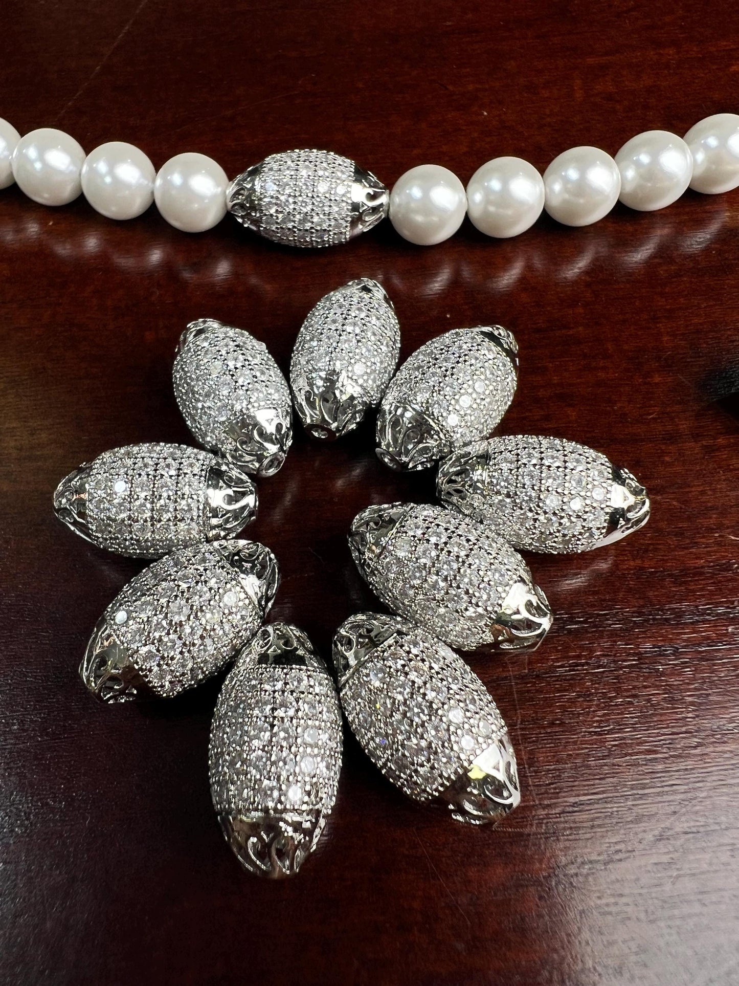 CZ micro pave diamond puff oval drum shape barrel spacer Bead 10x16mm victorian style high quality cubic Zirconia jewelry making charm