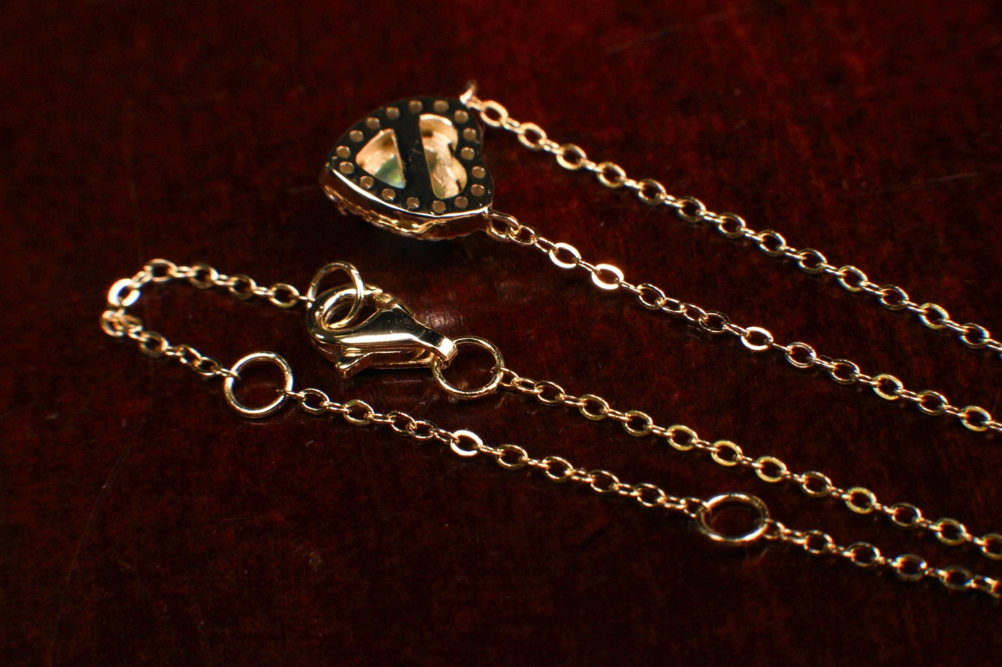 Genuine Ethiopian Fire Opal, Welo Opal Heart CZ diamond Pendant Necklace in 22K Gold Vermeil 925 Sterling Silver Necklace AAA Quality
