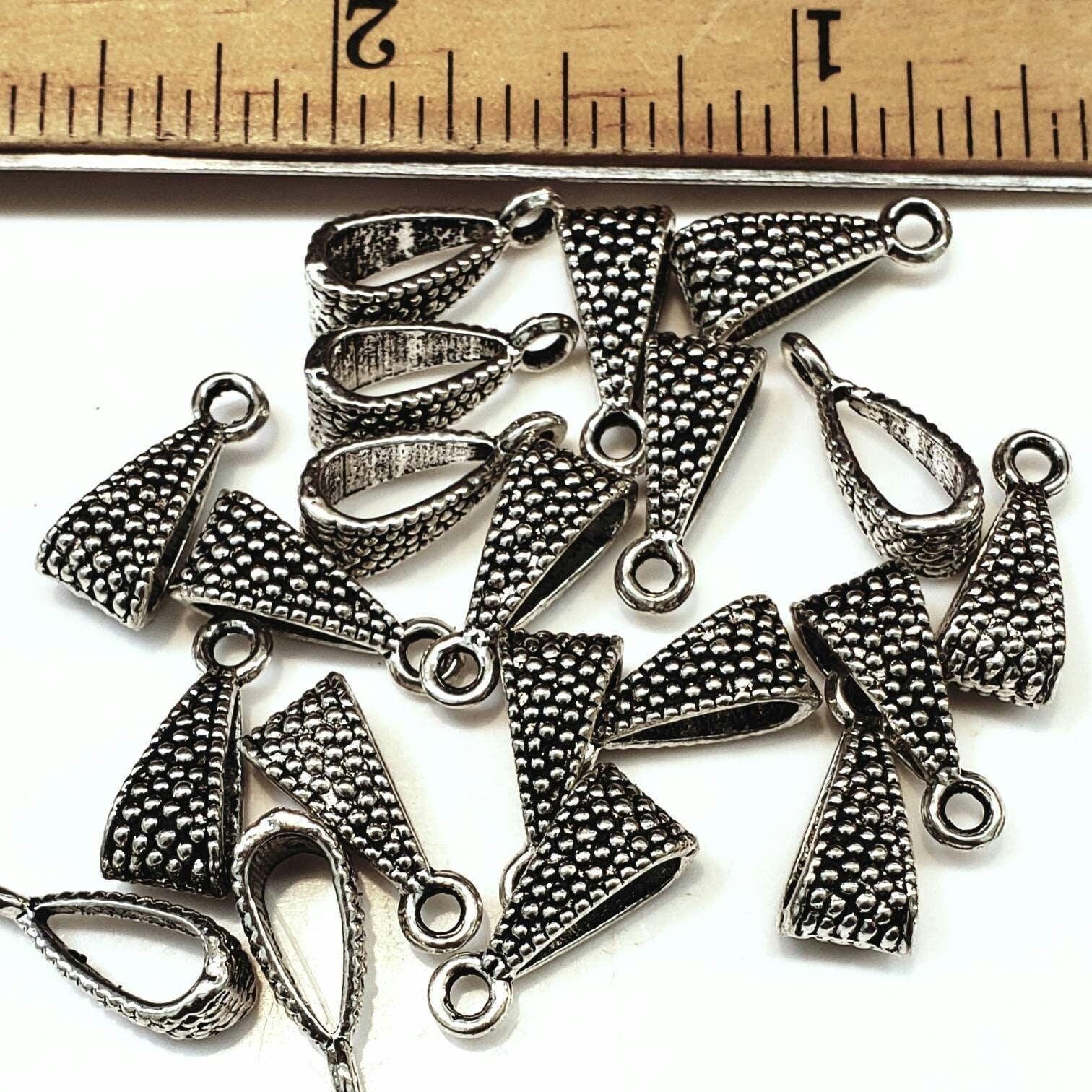 6 Pcs Bali Style Antique Finish Brass Bail, 14mm Silver Plated Oxidized Antique Finish Brass, Pendant Holder, Jewelry Supplies.