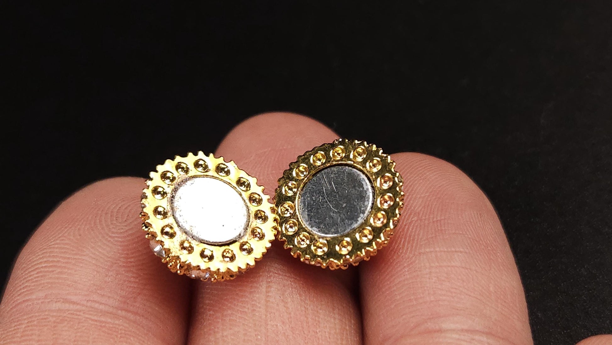 4 sets Silver, Gold 10,12,14mm Ball clasp with Rhinestone crystal setting, jewelry making Mag Ball clasp. 4 pcs sets