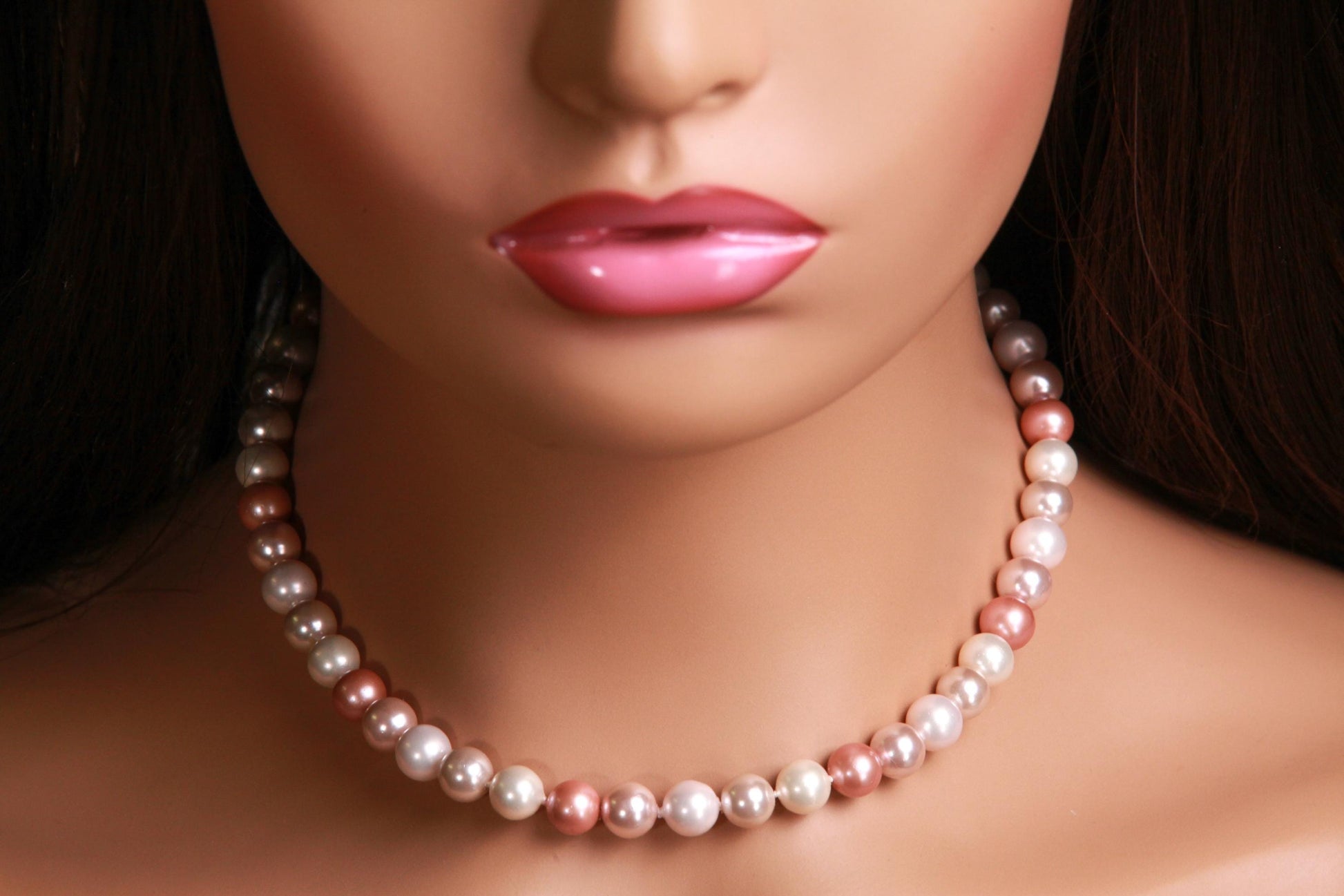 Multi Baby Pink South Seashell Pearl 8mm with Mag ball Clasp, AAA quality high luster, soft pink multi color Necklace, elegant wear gift