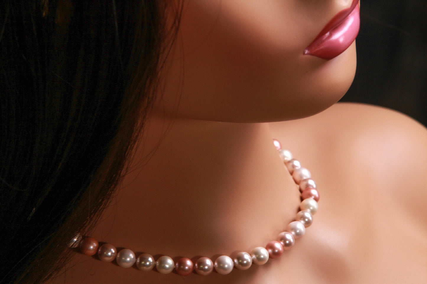 Multi Baby Pink South Seashell Pearl 8mm with Mag ball Clasp, AAA quality high luster, soft pink multi color Necklace, elegant wear gift