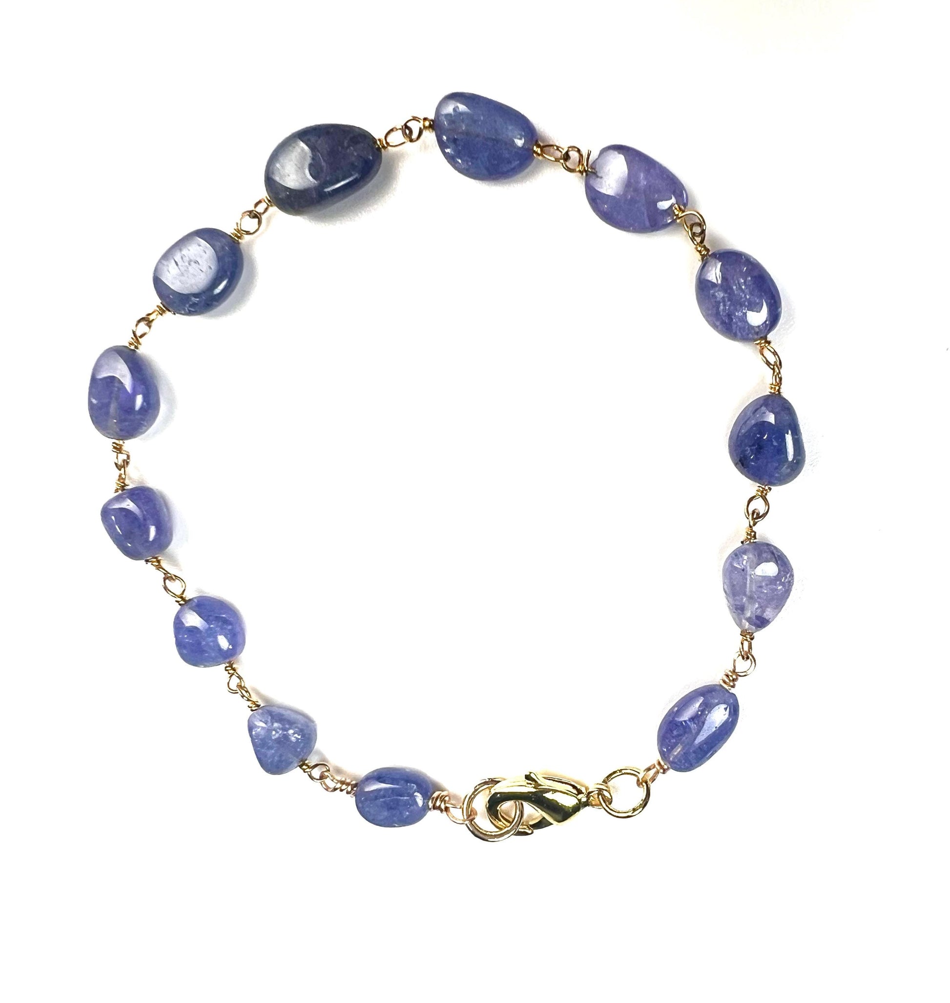 Natural Tanzanite 7-8.5mm oval smooth 18k gold vermeil Wire Wrapped handmade bracelet and earrings Elegant gift