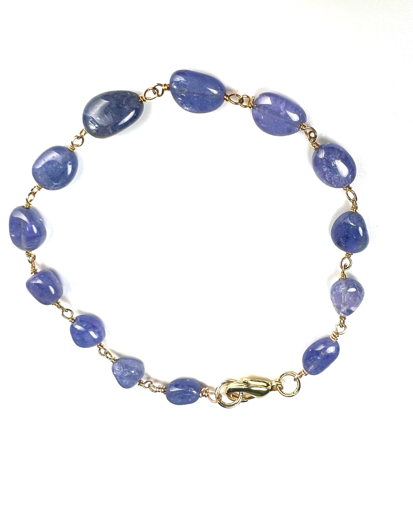Natural Tanzanite 7-8.5mm oval smooth 18k gold vermeil Wire Wrapped handmade bracelet and earrings Elegant gift