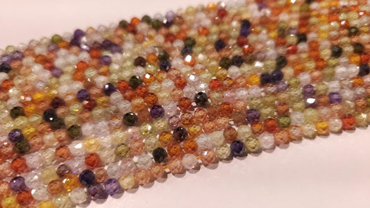 Cubic Zirconia Micro Faceted 4mm Round Beads AAA Gemstone Jewelry Making CZ Beads 12" Strand