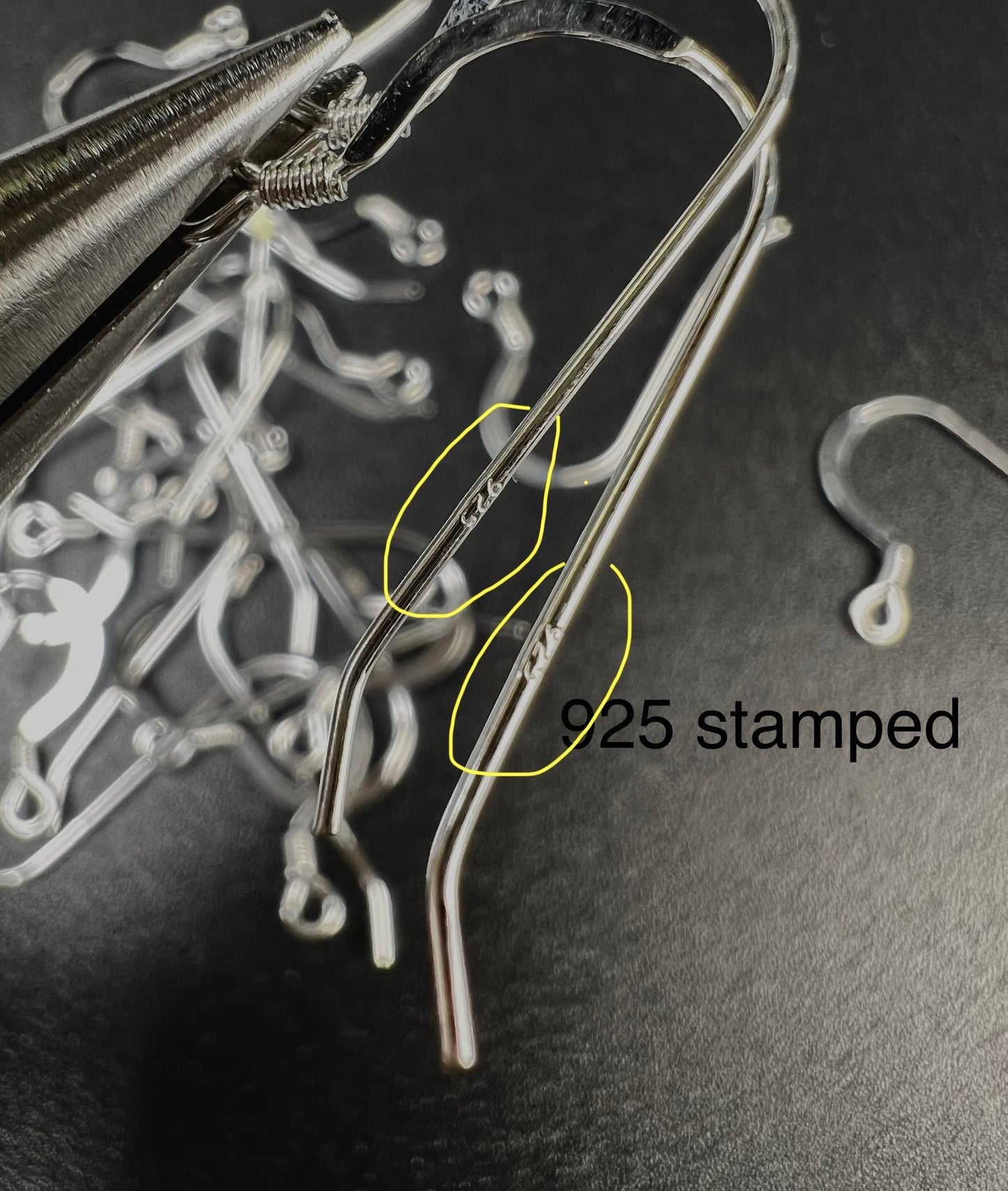 925 sterling silver French hook Earwire with coil 25mm long 22 gauge, 10,20,50 pcs wholesale, jewelry making fish hook Earwire 925 stamped