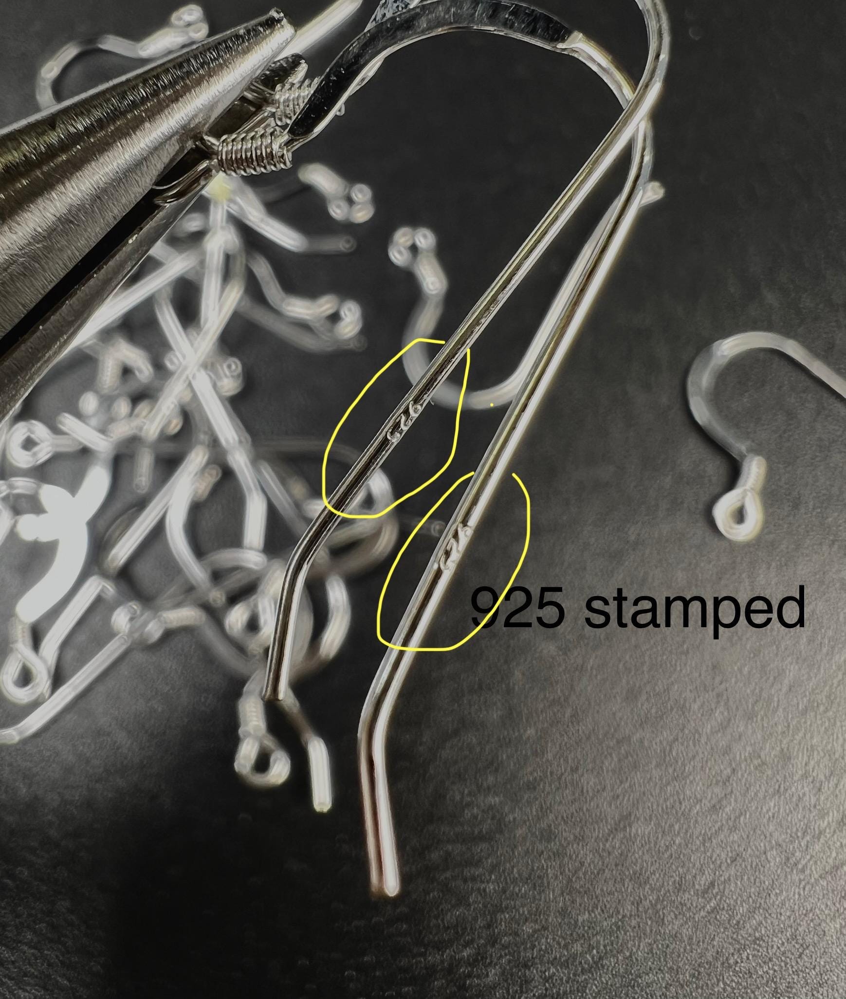 925 sterling silver French hook Earwire with coil 25mm long 22 gauge, 10,20,50 pcs wholesale, jewelry making fish hook Earwire 925 stamped