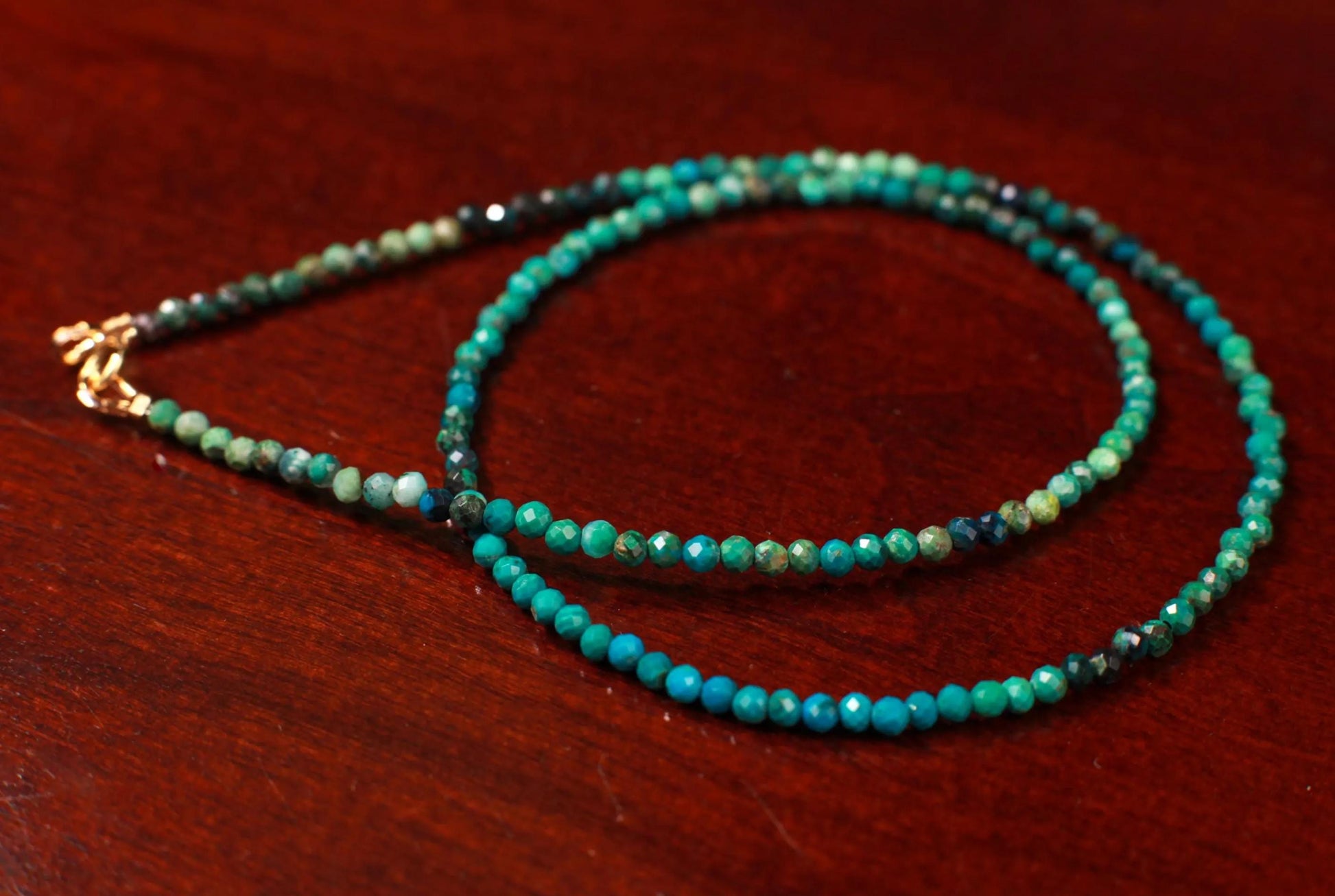 Natural Chrysocolla 2mm Faceted Round with 925 Sterling Silver, Choker Layering Elegant Necklace, Gift