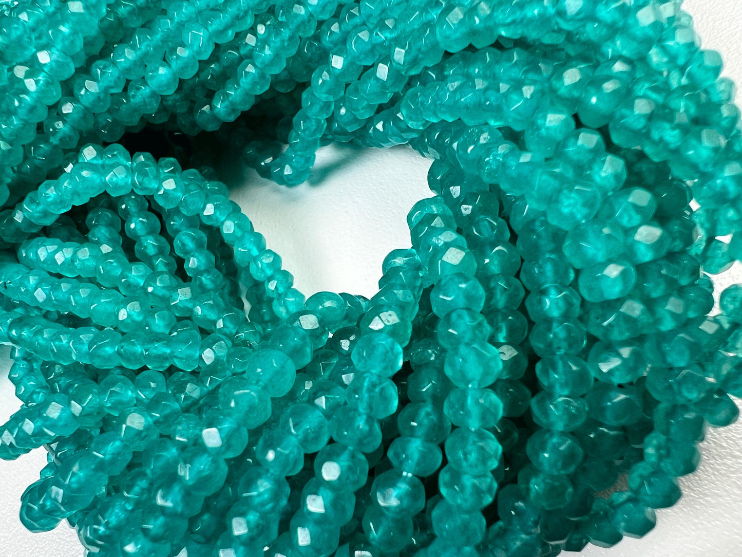 Neon Blue Apatite 4mm Faceted Roundel Beads 15” full strand for Jewelry Making Apatite Beads