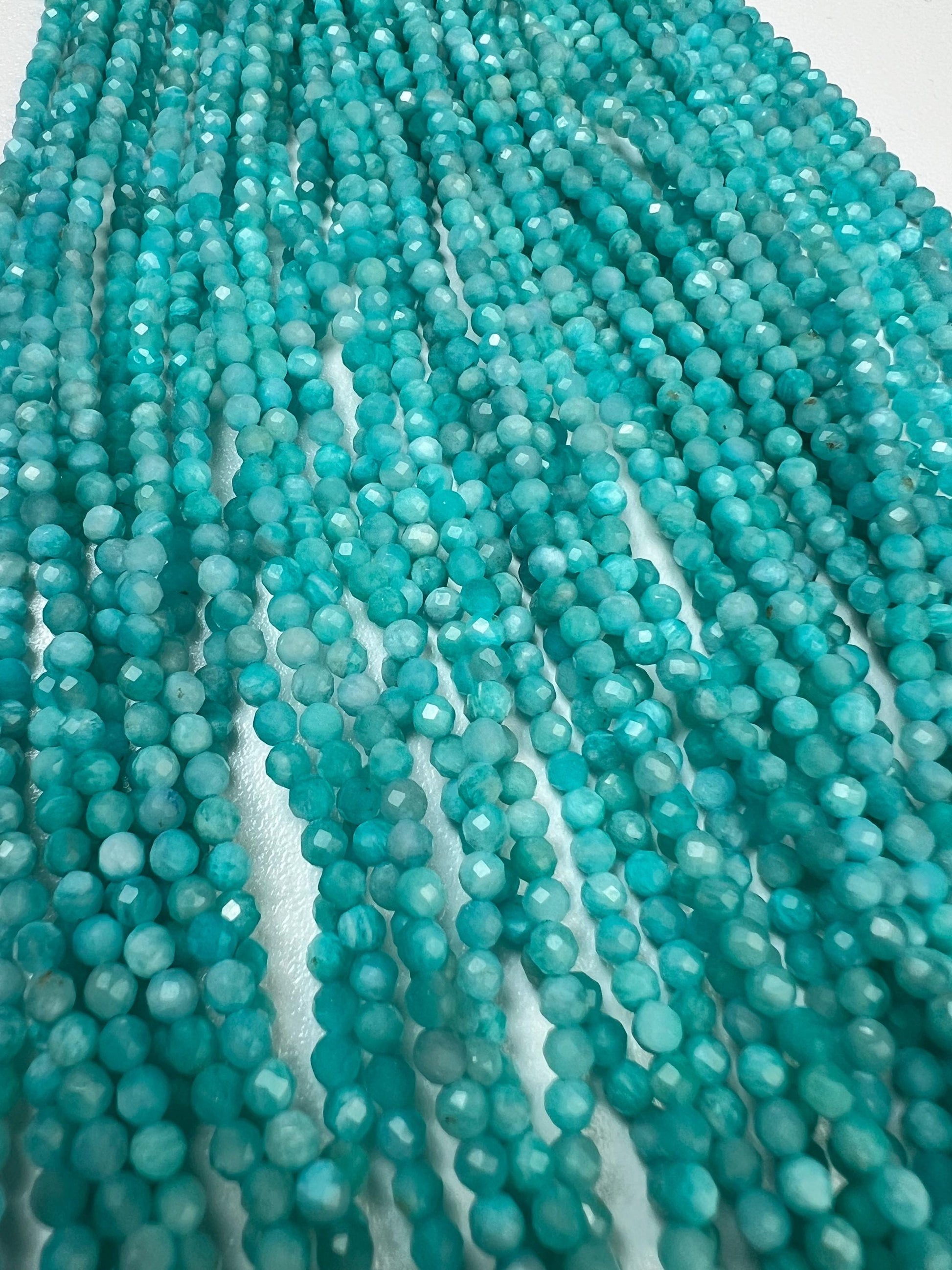 Natural Moonstone Blue 3mm Faceted Round Gemstone, July Birthstone Jewelry Making Beads, sleeping beauty Turquoise Blue Gemstone12.5" Strand