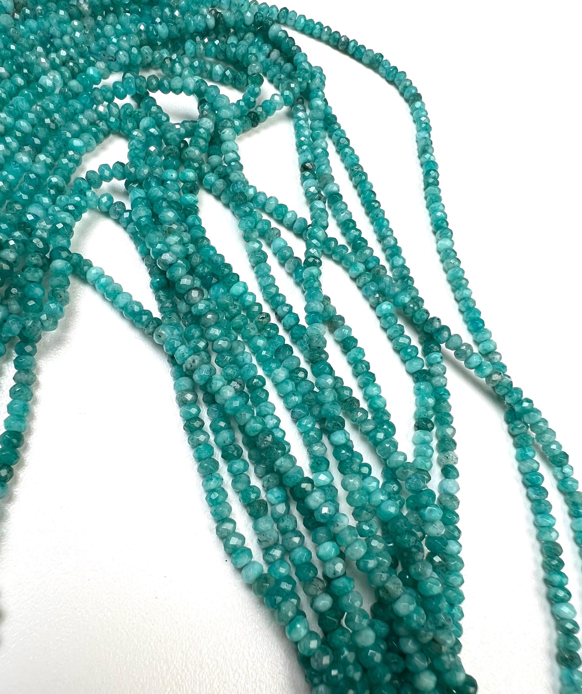 Neon Blue Apatite Jade 4mm Faceted Roundel Beads 15” full strand for Jewelry Making Beads
