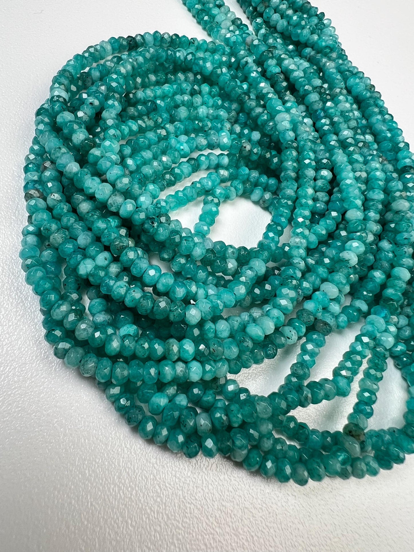 Neon Blue Apatite Jade 4mm Faceted Roundel Beads 15” full strand for Jewelry Making Beads