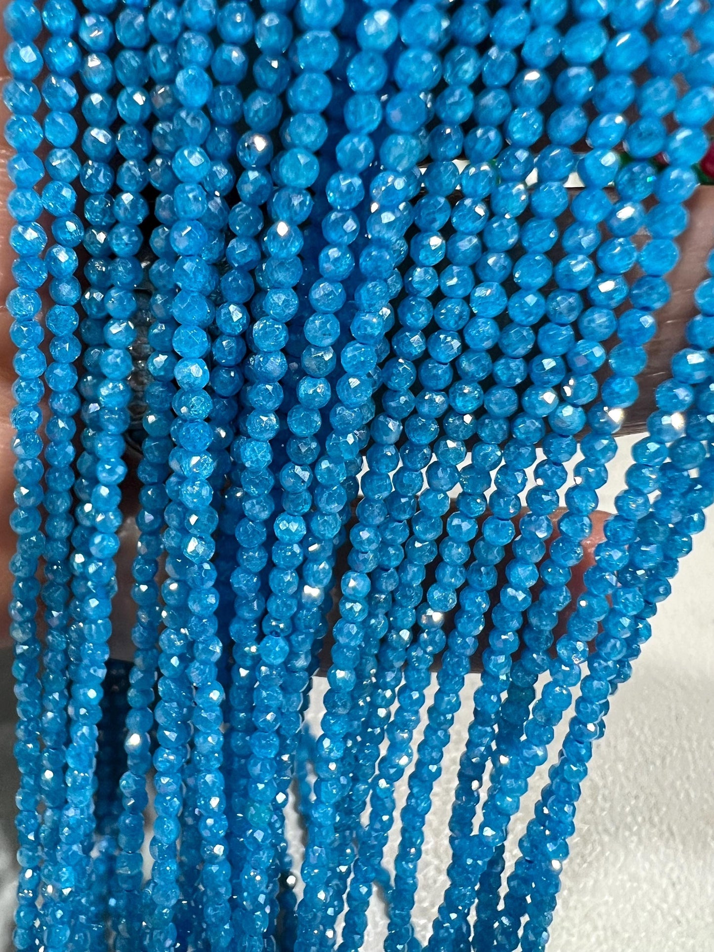 Blue Zircon Micro Faceted 2mm Round AAA quality NaturalGemstone Jewelry Making Beads Bright blue 14" Strand