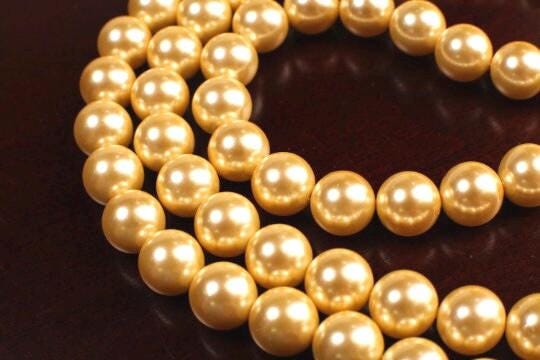 Golden Yellow South SeaShell Pearl 8,10,12mm High Luster Statement Necklace ball Clasp Necklace, Bridal, party wear