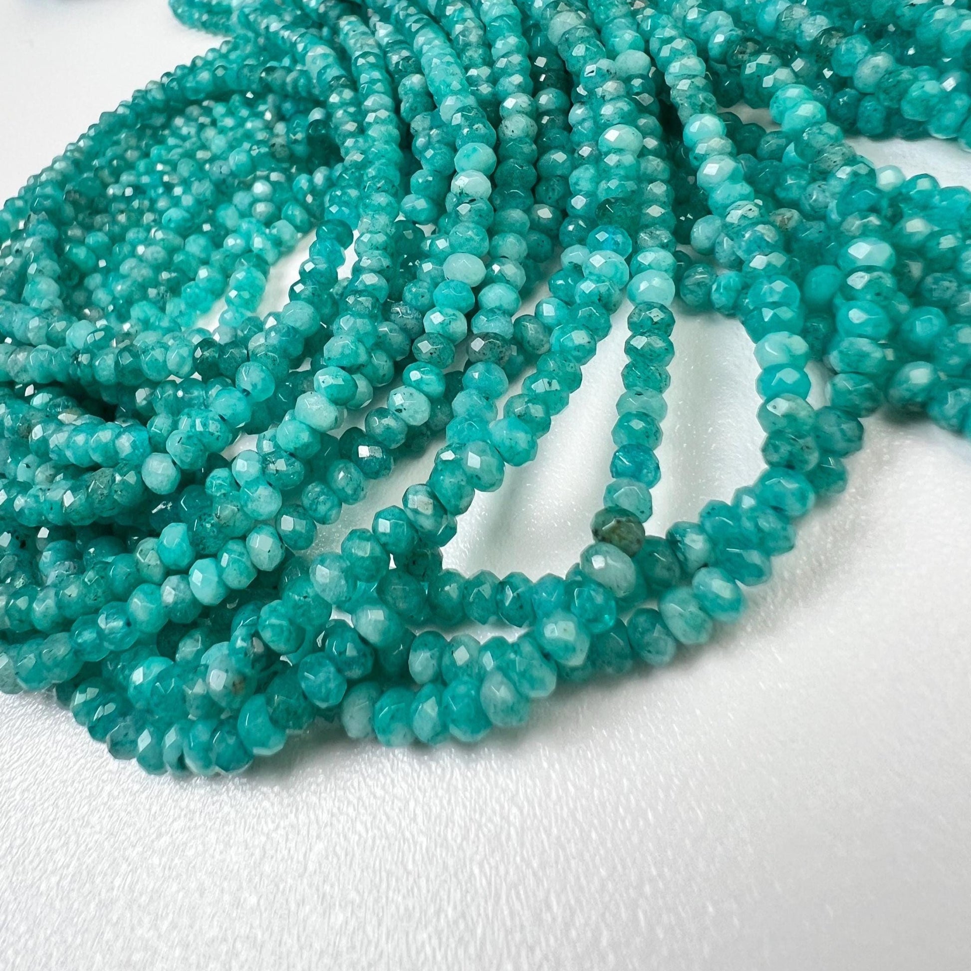 Neon Blue Apatite Jade 4mm Faceted Roundel Beads 15” full strand for Jewelry Making Beads