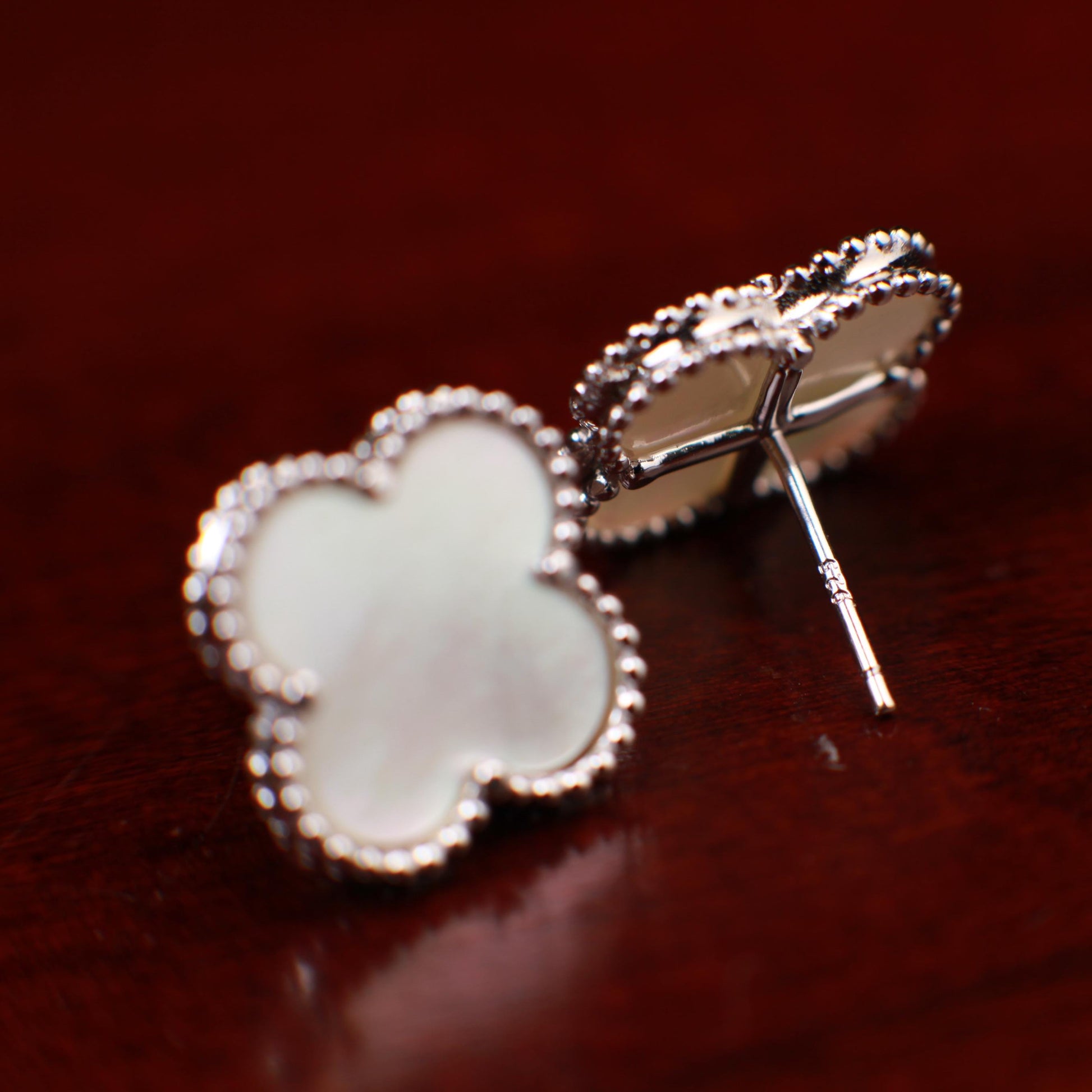 925 Sterling Silver Natural Mother of Pearl 16mm Large Flower Stud Earrings High Quality 925 Stamp Good luck