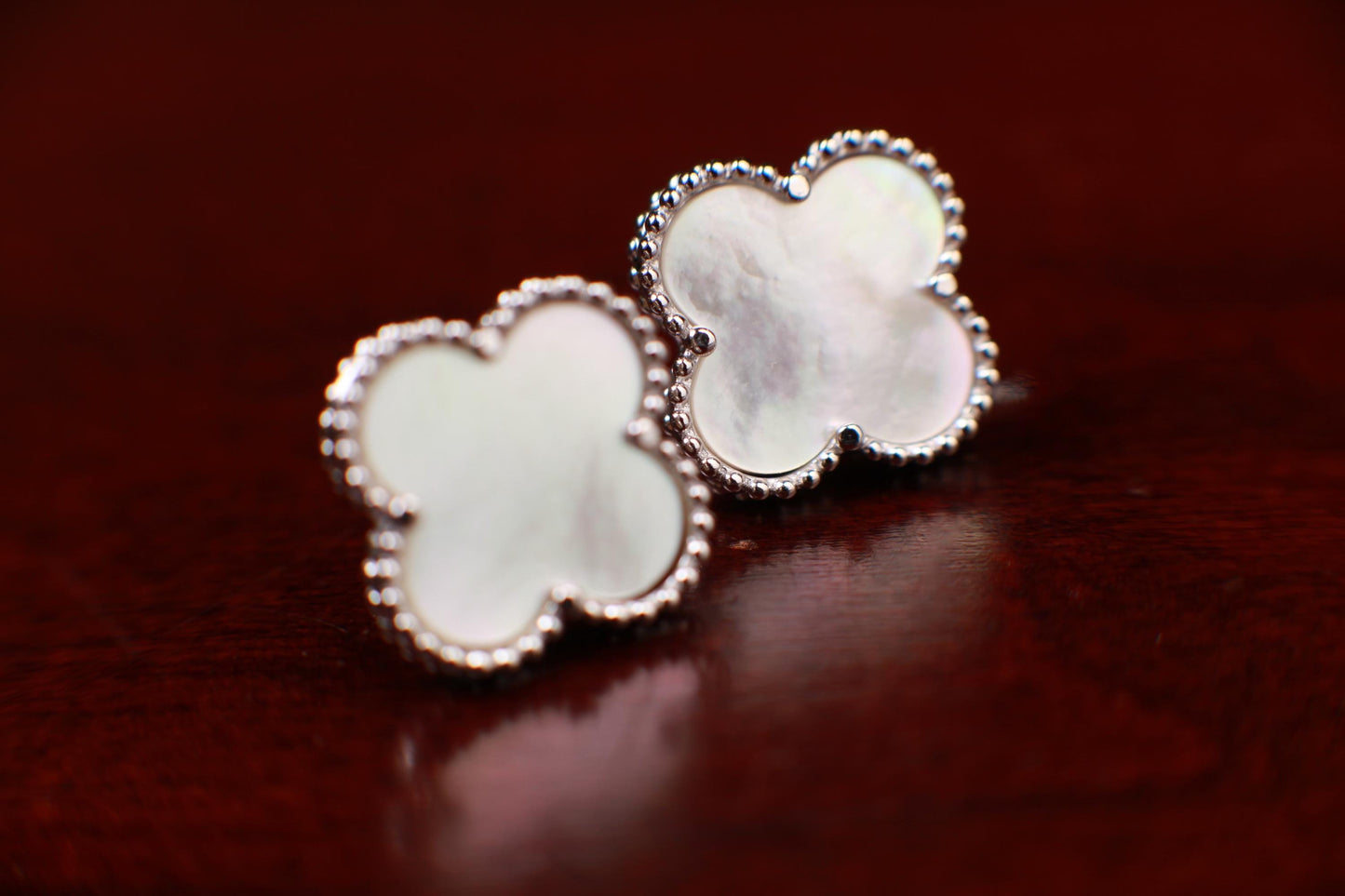 925 Sterling Silver Natural Mother of Pearl 16mm Large Flower Stud Earrings High Quality 925 Stamp Good luck