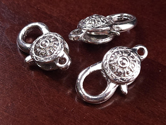 Floral Rhodium Silver Lobster Clasp, Jewelry Making