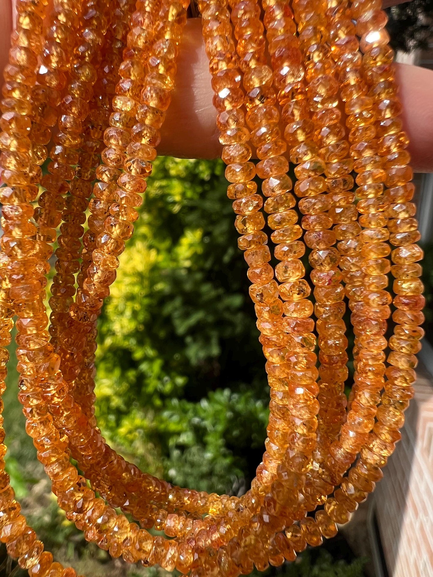 Natural Orange Sapphire Songea Sapphire 3.5mm Faceted roundel 7",14" strand jewelry making spectacular beads. Rare gemstone 14" st 50 cts