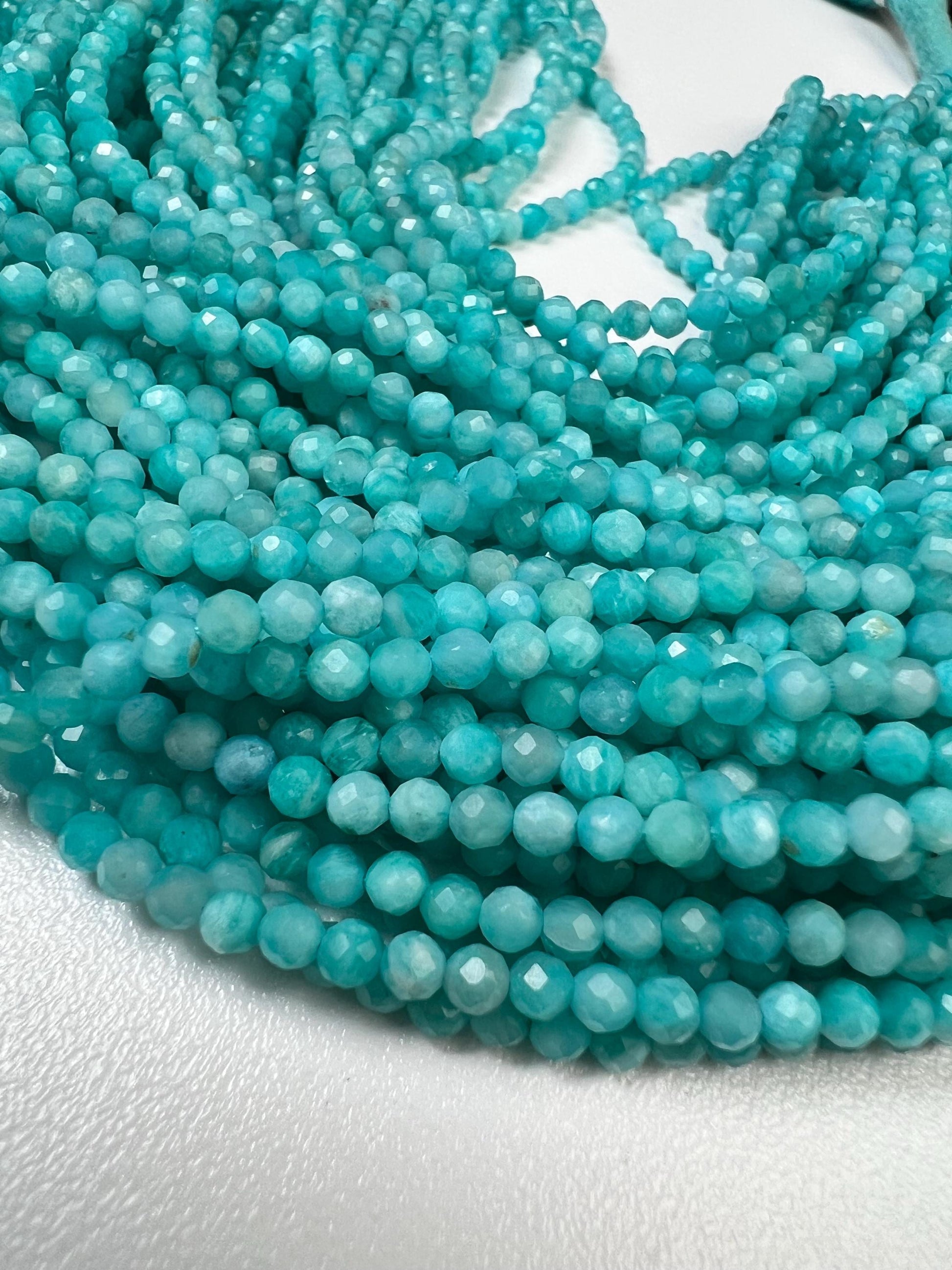 Natural Moonstone Blue 3mm Faceted Round Gemstone, July Birthstone Jewelry Making Beads, sleeping beauty Turquoise Blue Gemstone12.5" Strand