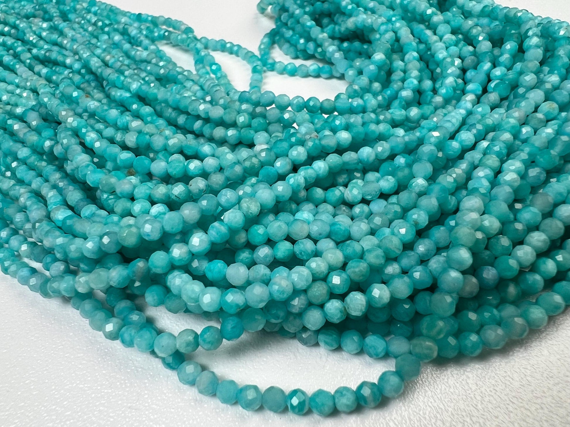 Natural Moonstone Blue 3mm Faceted Round Gemstone, July Birthstone Jewelry Making Beads, sleeping beauty Turquoise Blue Gemstone12.5" Strand
