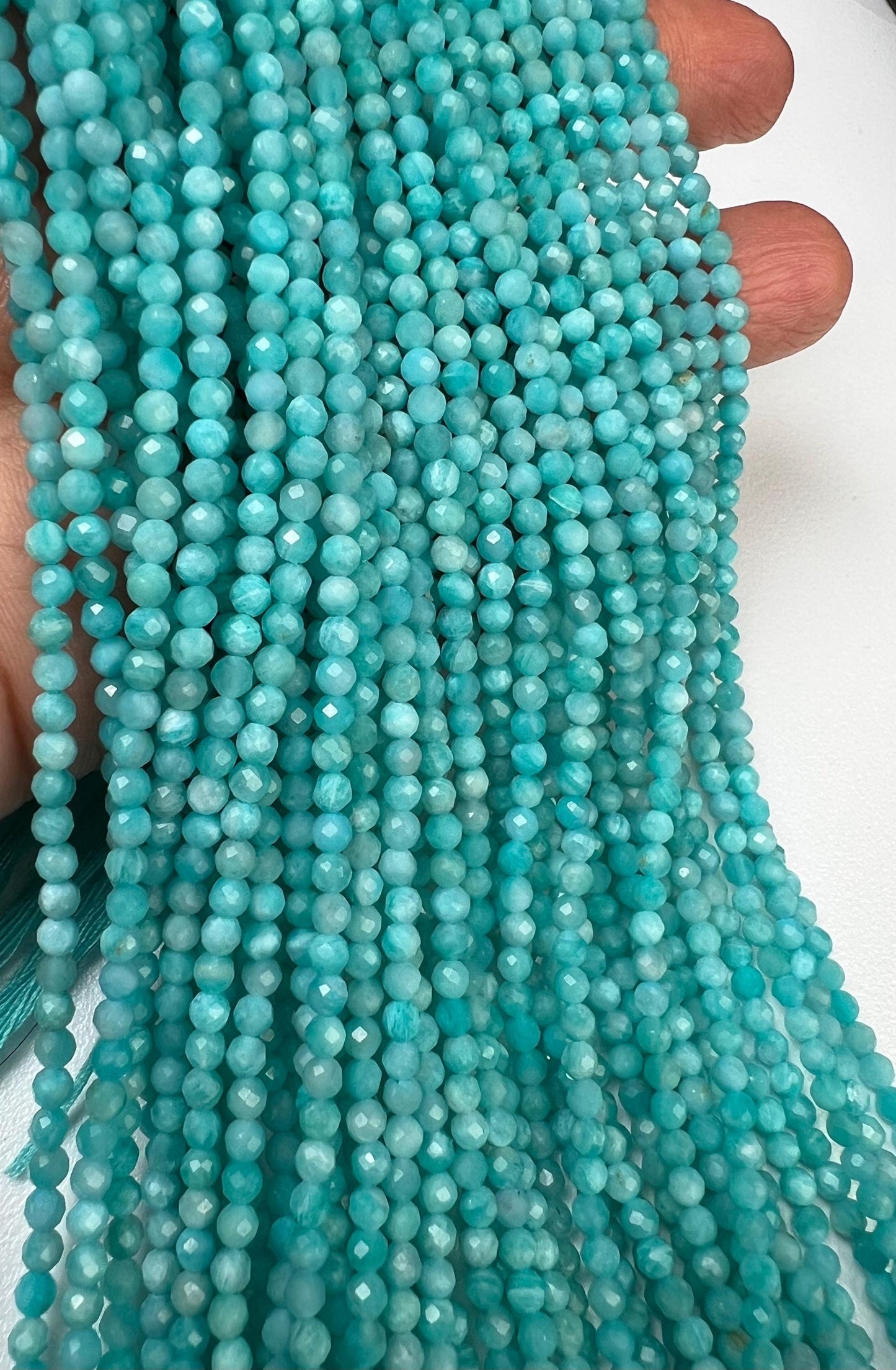 Natural Moonstone Blue 3mm Faceted Round Gemstone, July Birthstone Jewelry Making Beads, sleeping beauty Turquoise Blue Gemstone12.5" Strand