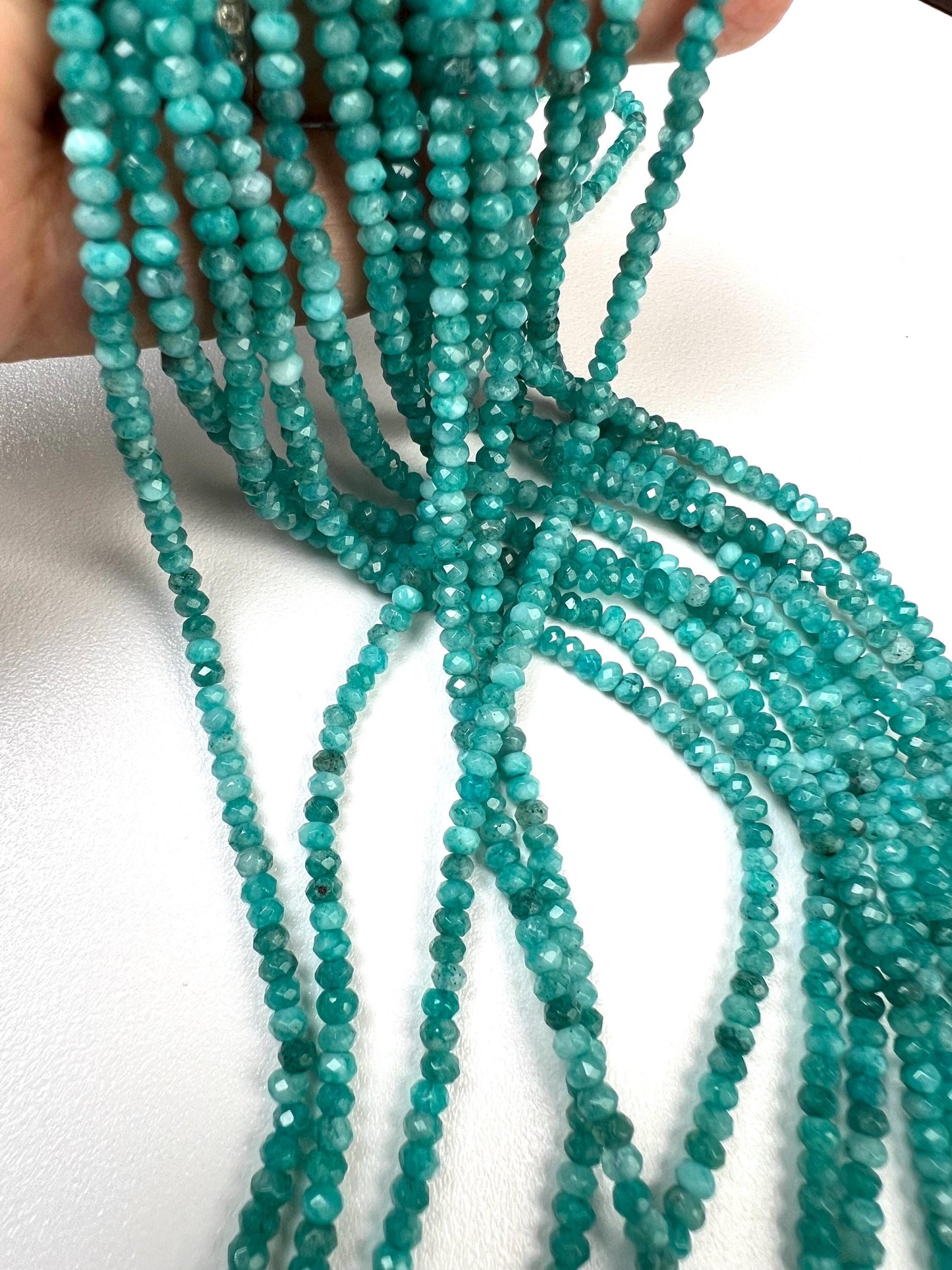 Neon Blue Apatite Jade 4mm Faceted Roundel Beads 15” full strand for Jewelry Making Beads