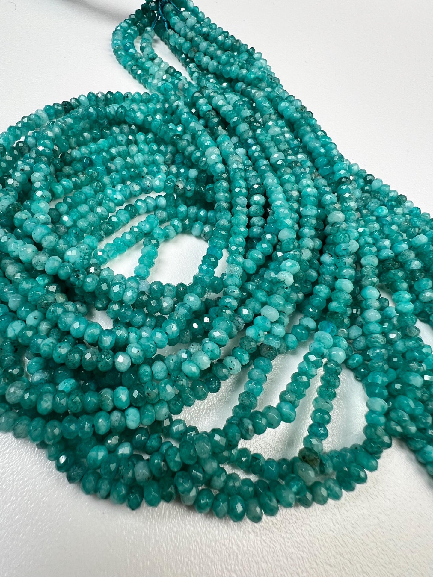 Neon Blue Apatite Jade 4mm Faceted Roundel Beads 15” full strand for Jewelry Making Beads