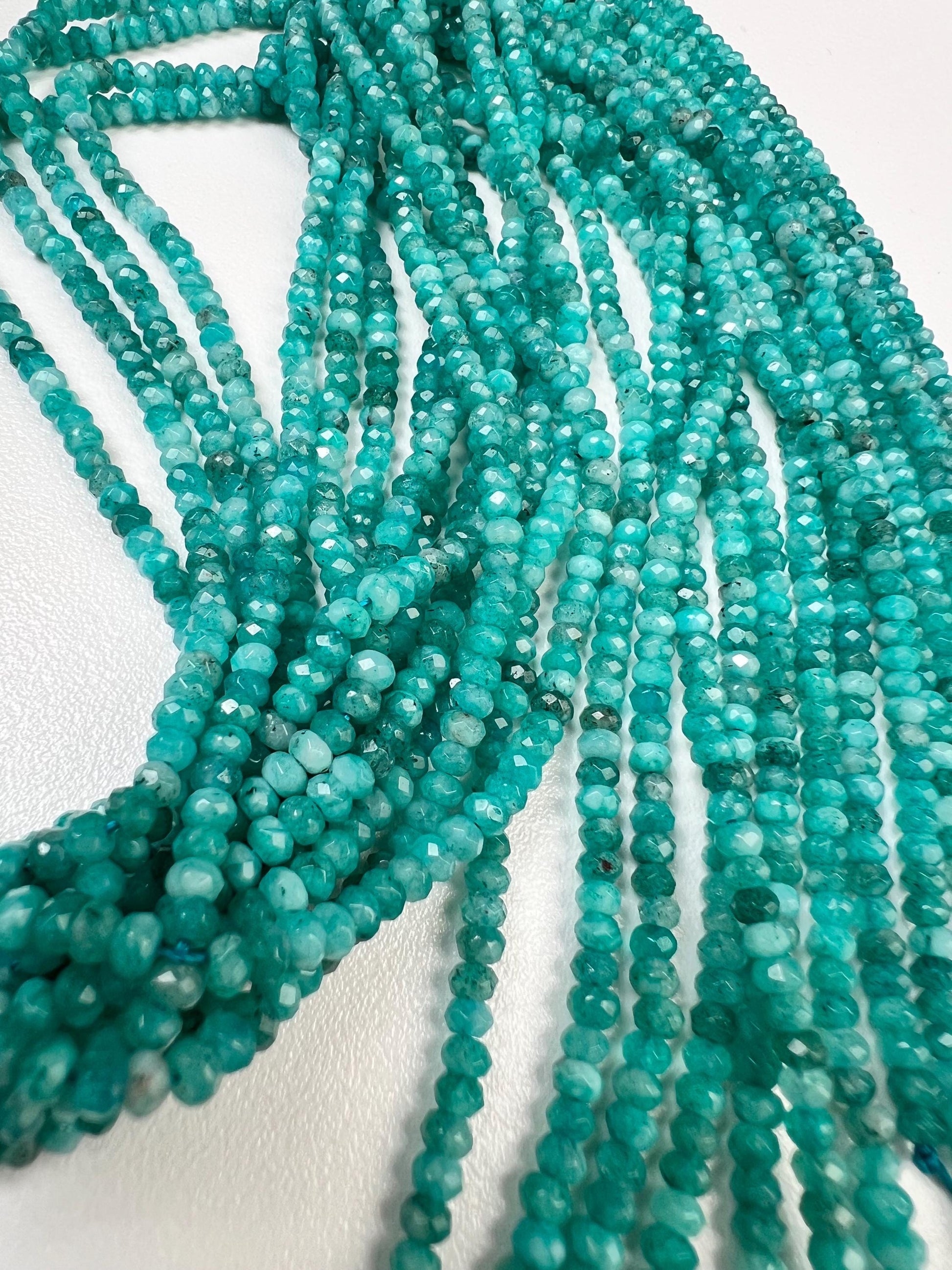 Neon Blue Apatite Jade 4mm Faceted Roundel Beads 15” full strand for Jewelry Making Beads