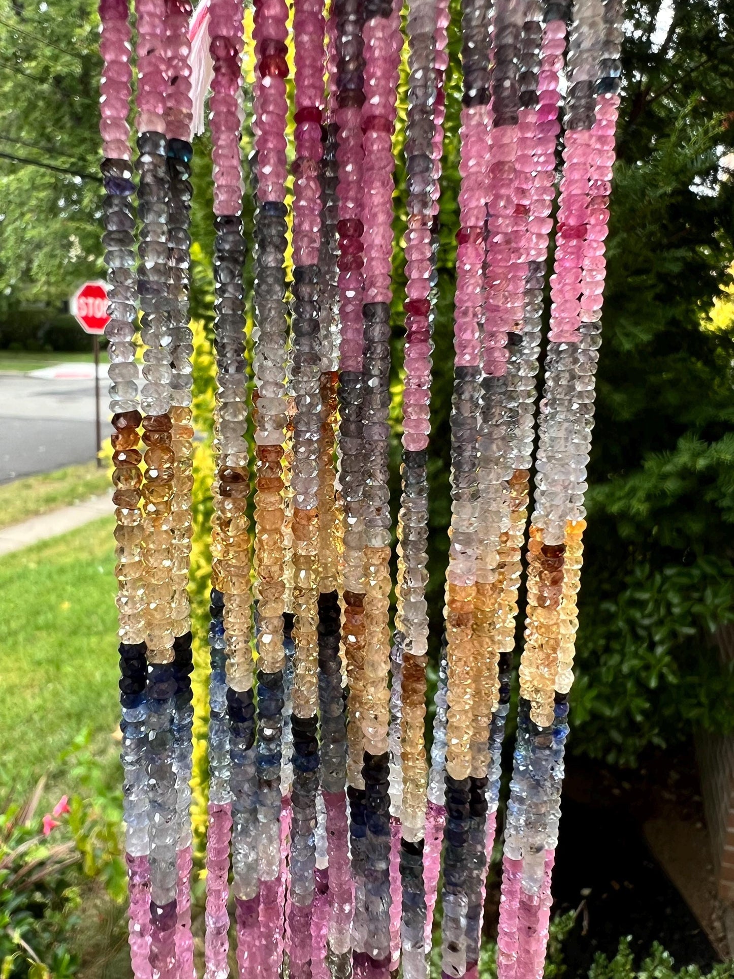 Natural Multi Sapphire 3-3.5mm Faceted Roundel rainbow Gemstone Jewelry making Beads in 7"/14" Strand, High Quality natural sapphire bead