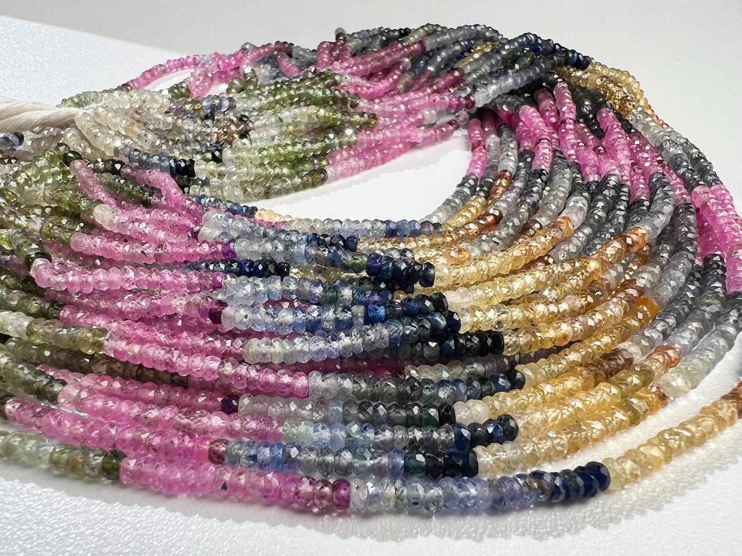 Natural Multi Sapphire 3-3.5mm Faceted Roundel rainbow Gemstone Jewelry making Beads in 7"/14" Strand, High Quality natural sapphire bead