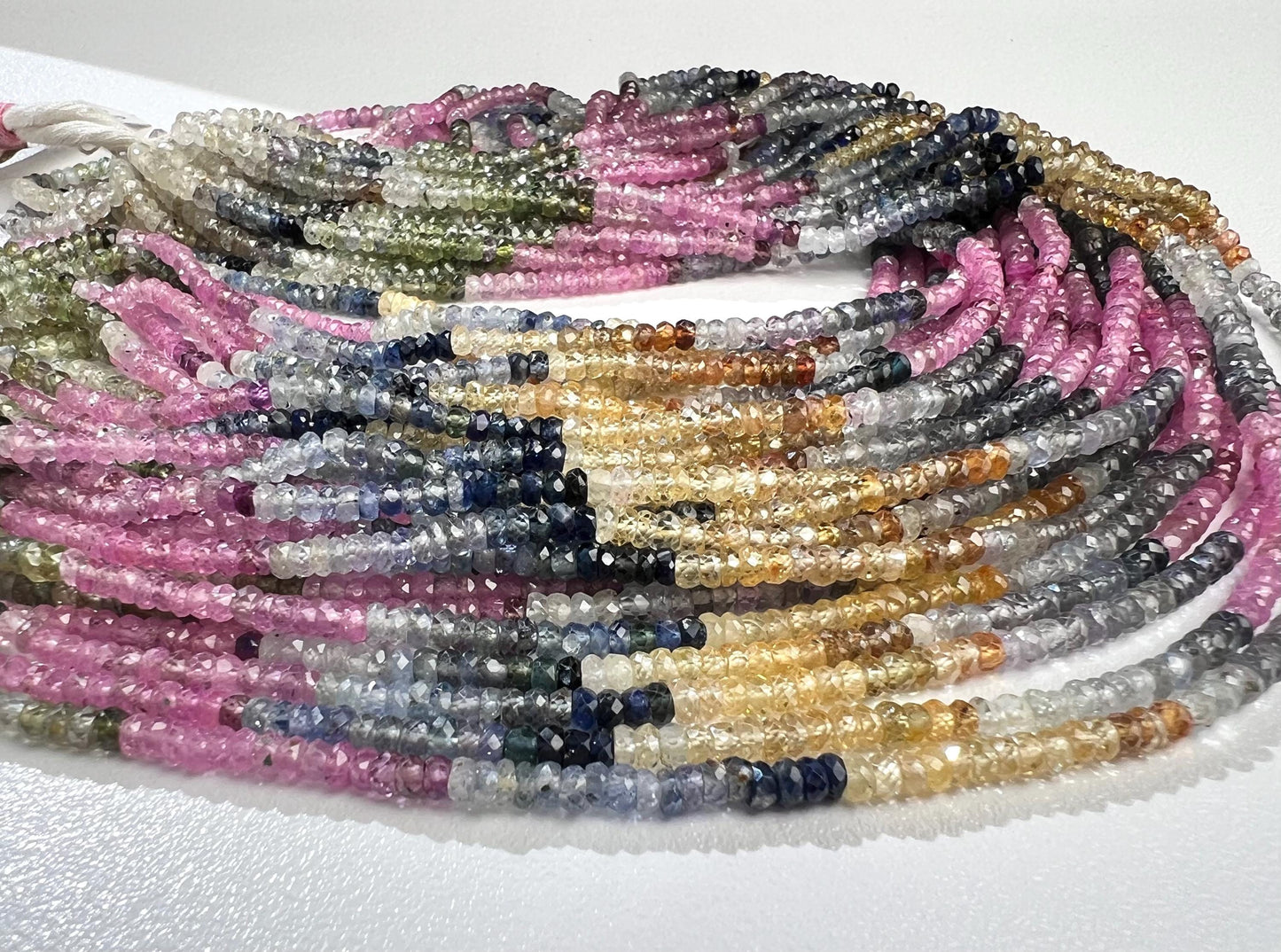 Natural Multi Sapphire 3-3.5mm Faceted Roundel rainbow Gemstone Jewelry making Beads in 7"/14" Strand, High Quality natural sapphire bead