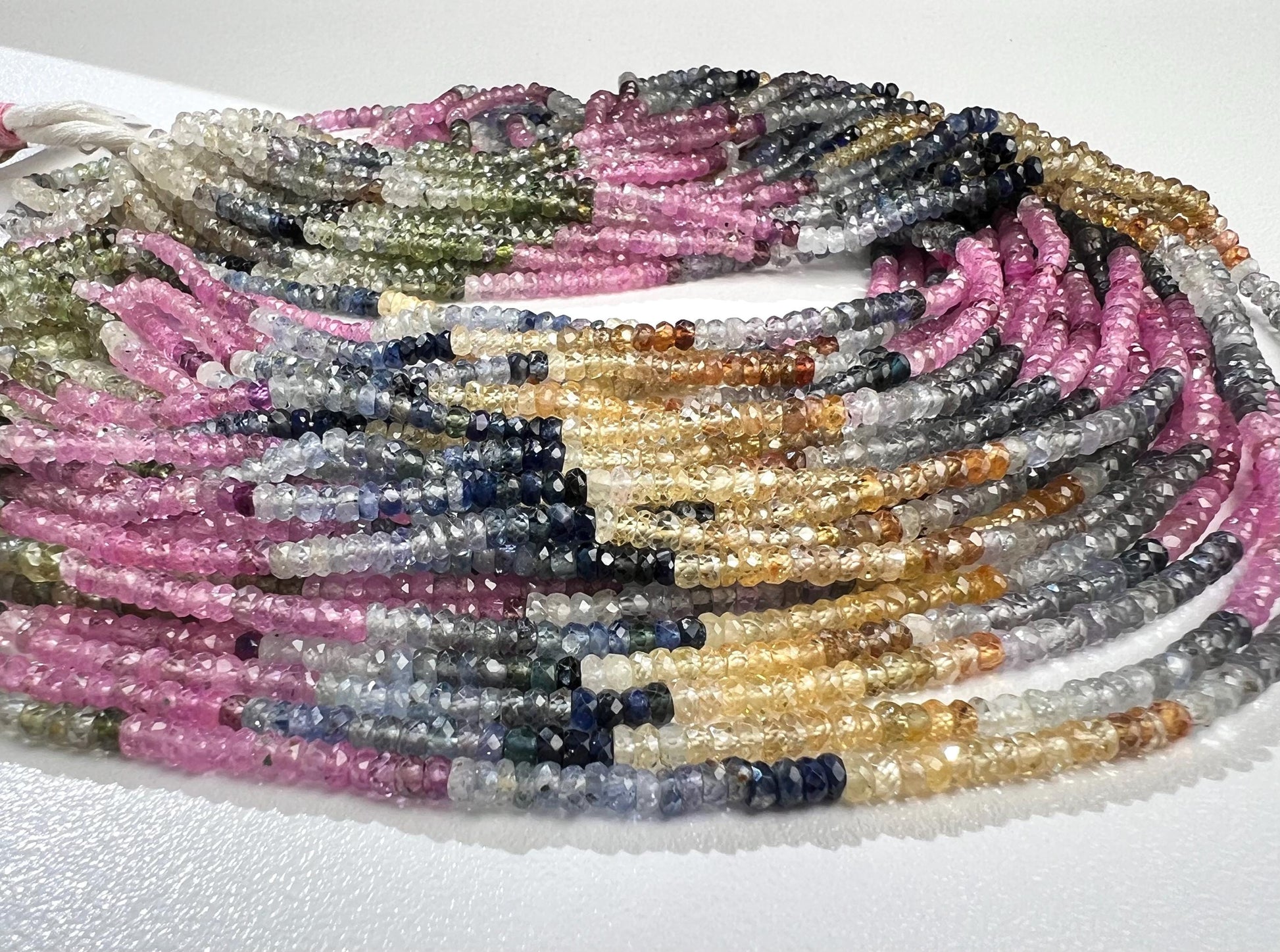 Natural Multi Sapphire 3-3.5mm Faceted Roundel rainbow Gemstone Jewelry making Beads in 7"/14" Strand, High Quality natural sapphire bead
