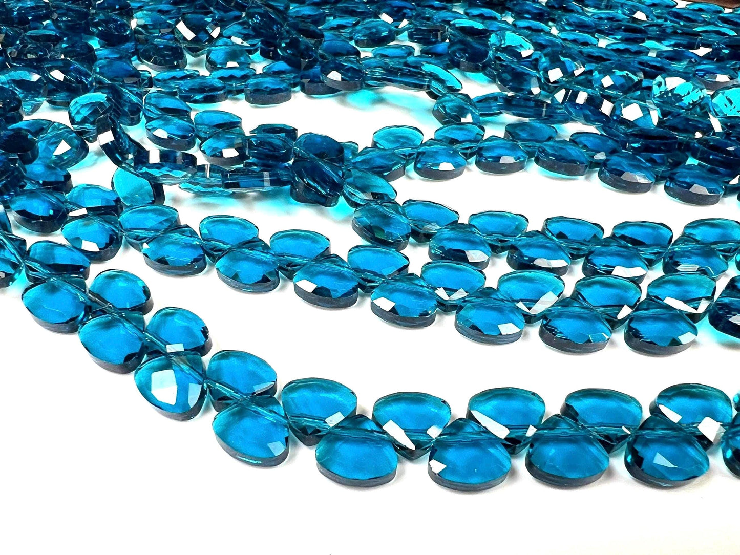 London Blue Quartz heart shape drop 14mm Faceted Diamond Cut drop Beads, beautiful Blue color heart drops for jewelry making. 6” st 20 pcs
