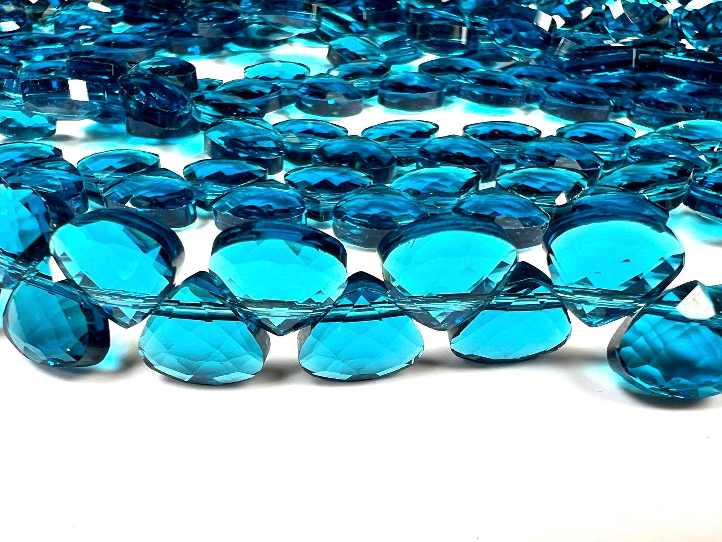 London Blue Quartz heart shape drop 14mm Faceted Diamond Cut drop Beads, beautiful Blue color heart drops for jewelry making. 6” st 20 pcs