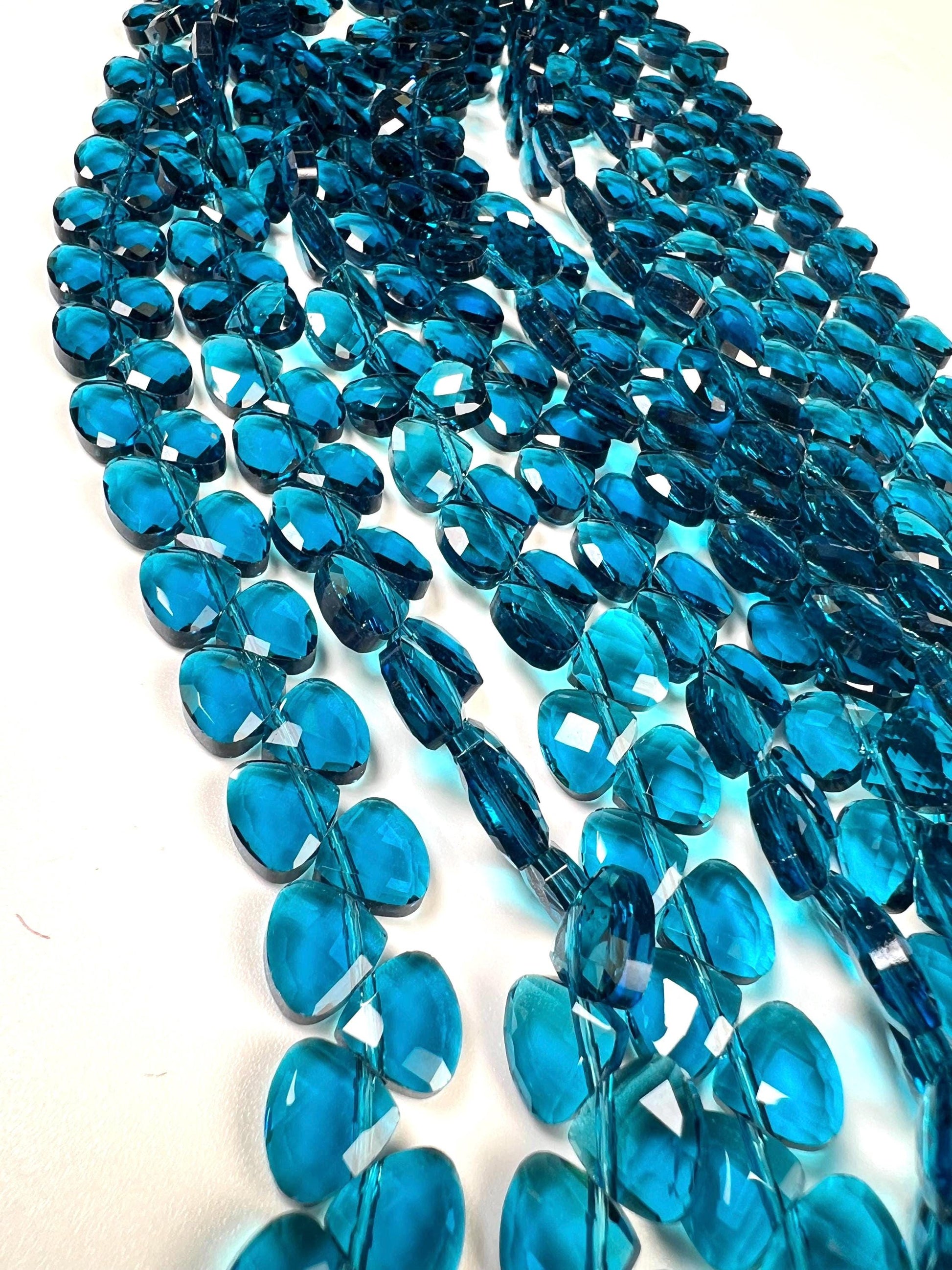 London Blue Quartz heart shape drop 14mm Faceted Diamond Cut drop Beads, beautiful Blue color heart drops for jewelry making. 6” st 20 pcs