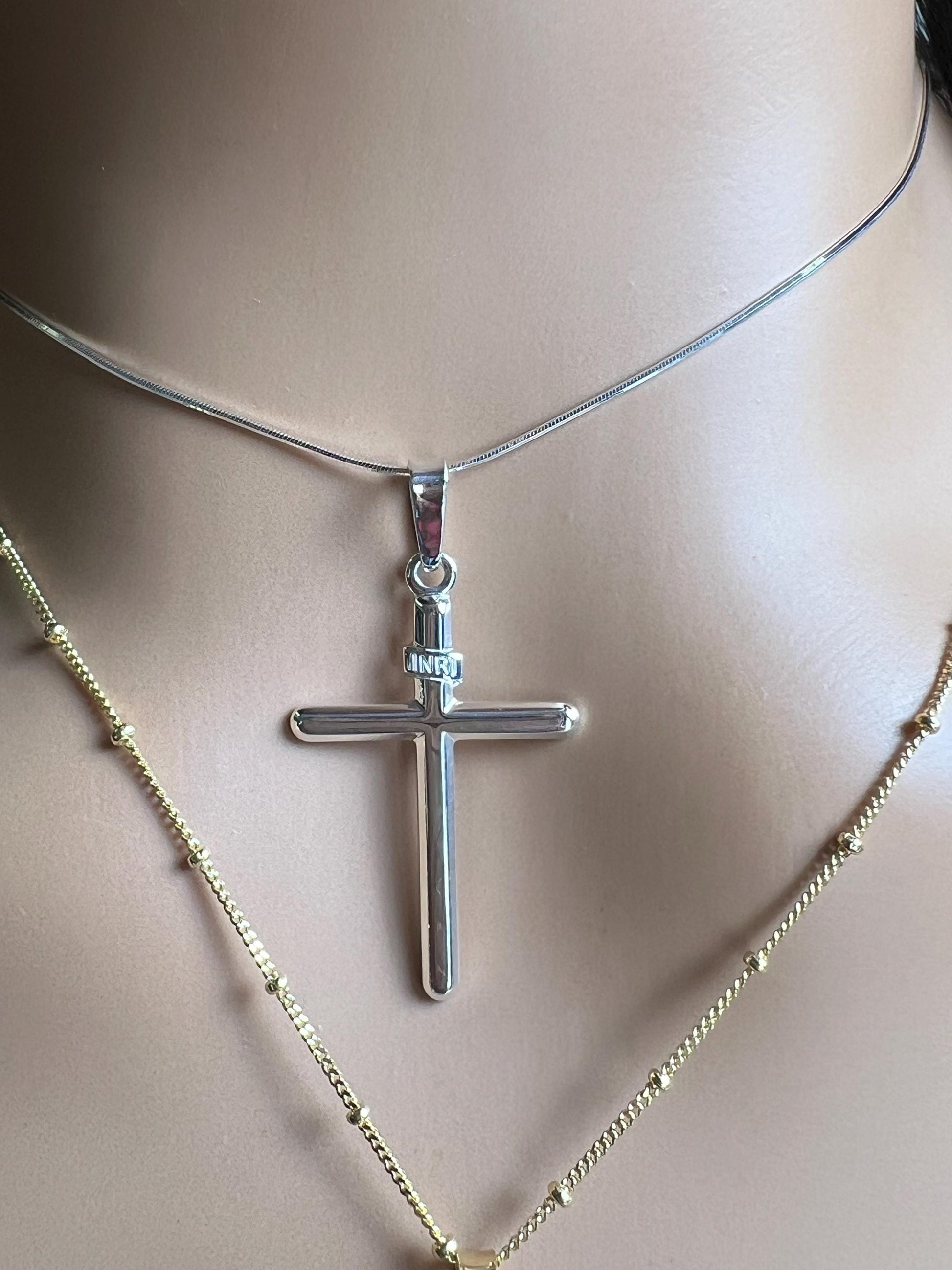 Solid 925 Sterling Silver and 18k gold vermeil Cross pendant 925 stamped High Quality Holiday Gift