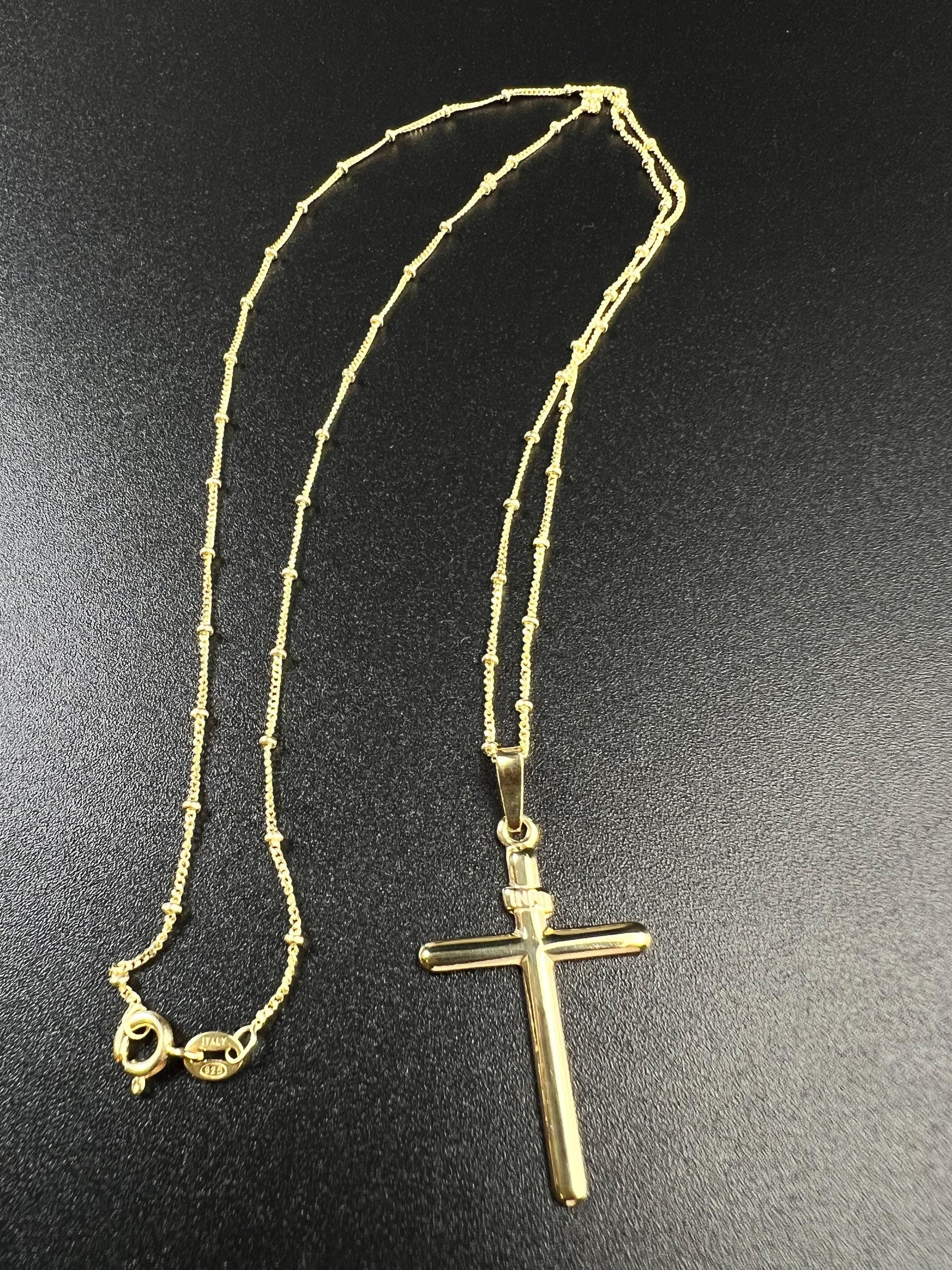 Solid 925 Sterling Silver and 18k gold vermeil Cross pendant 925 stamped High Quality Holiday Gift