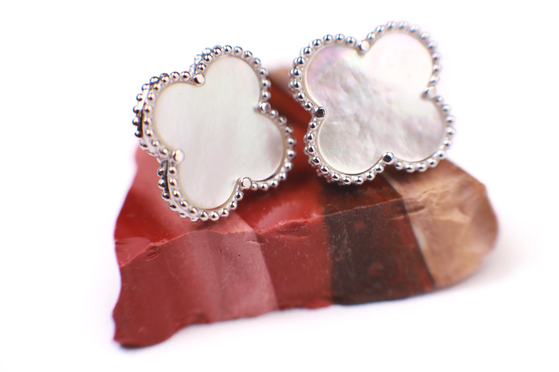 925 Sterling Silver Natural Mother of Pearl 16mm Large Flower Stud Earrings High Quality 925 Stamp Good luck