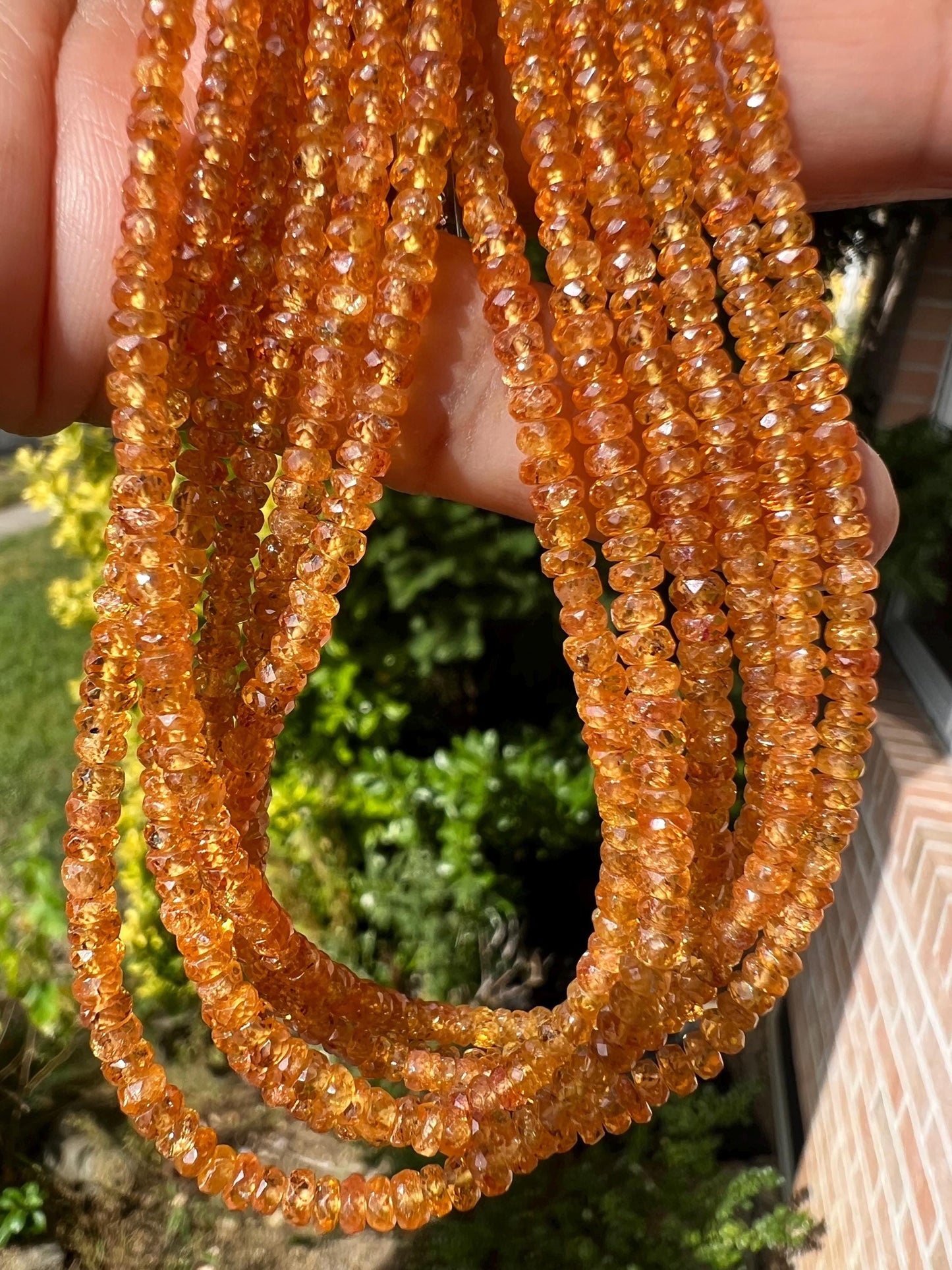 Natural Orange Sapphire Songea Sapphire 3.5mm Faceted roundel 7",14" strand jewelry making spectacular beads. Rare gemstone 14" st 50 cts